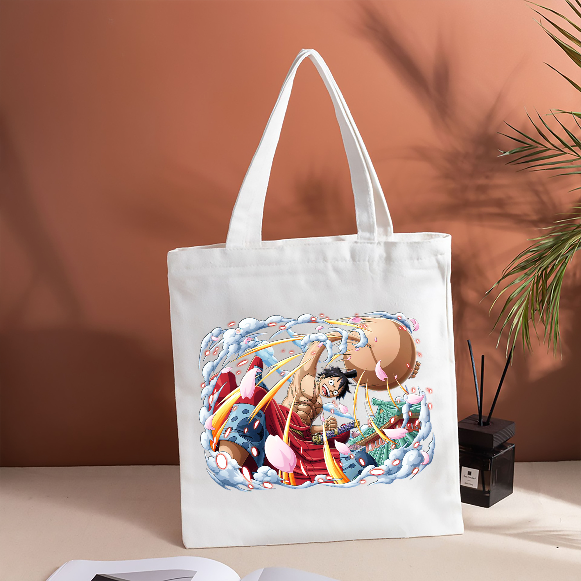 ワンピース モンキー・D・ルフィ ONE PIECE Monkey D. Luffy 縦型キャンバス生地手提げバッグ　トートバッグ
