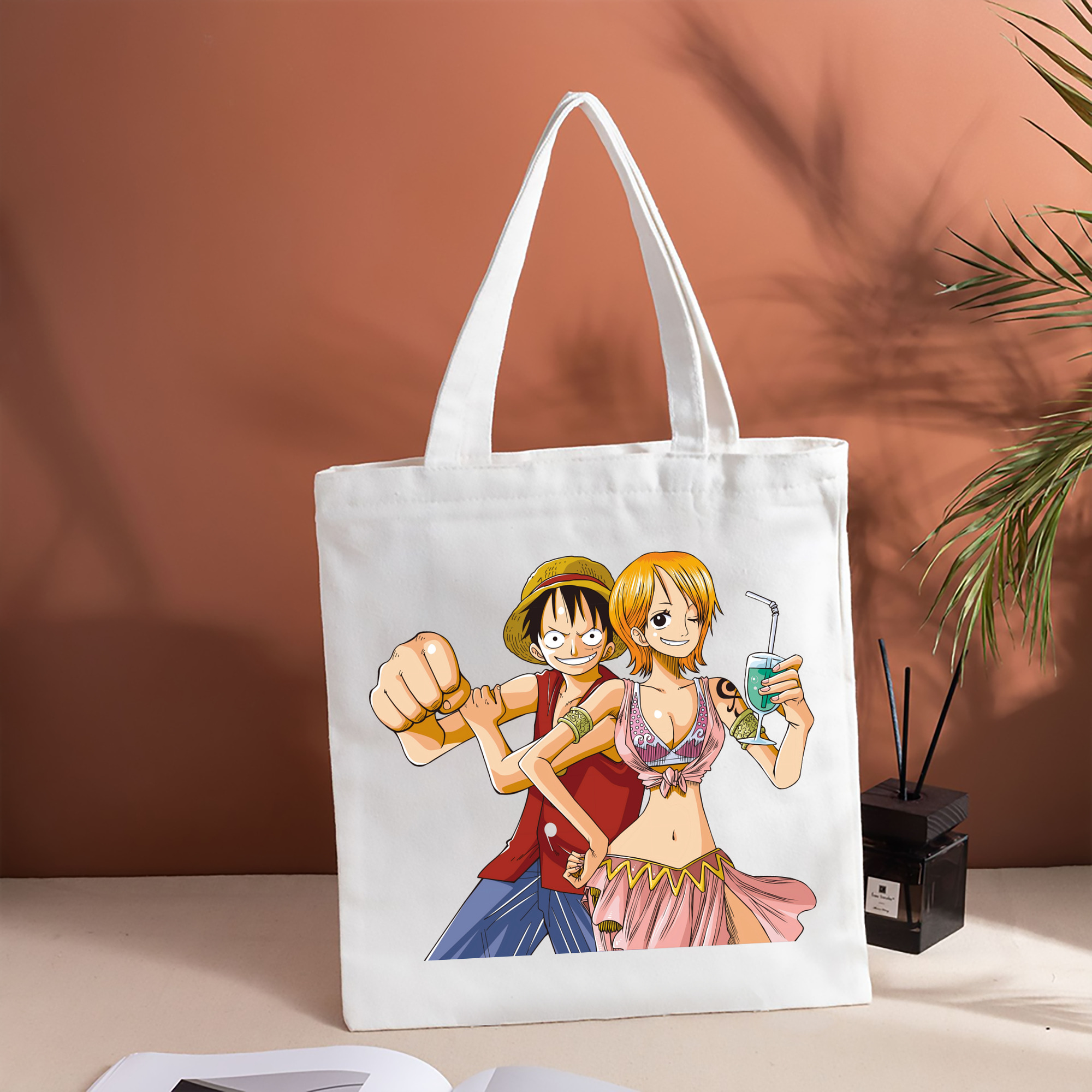 ワンピース モンキー・D・ルフィ ONE PIECE Monkey D. Luffy 縦型キャンバス生地手提げバッグ　トートバッグ