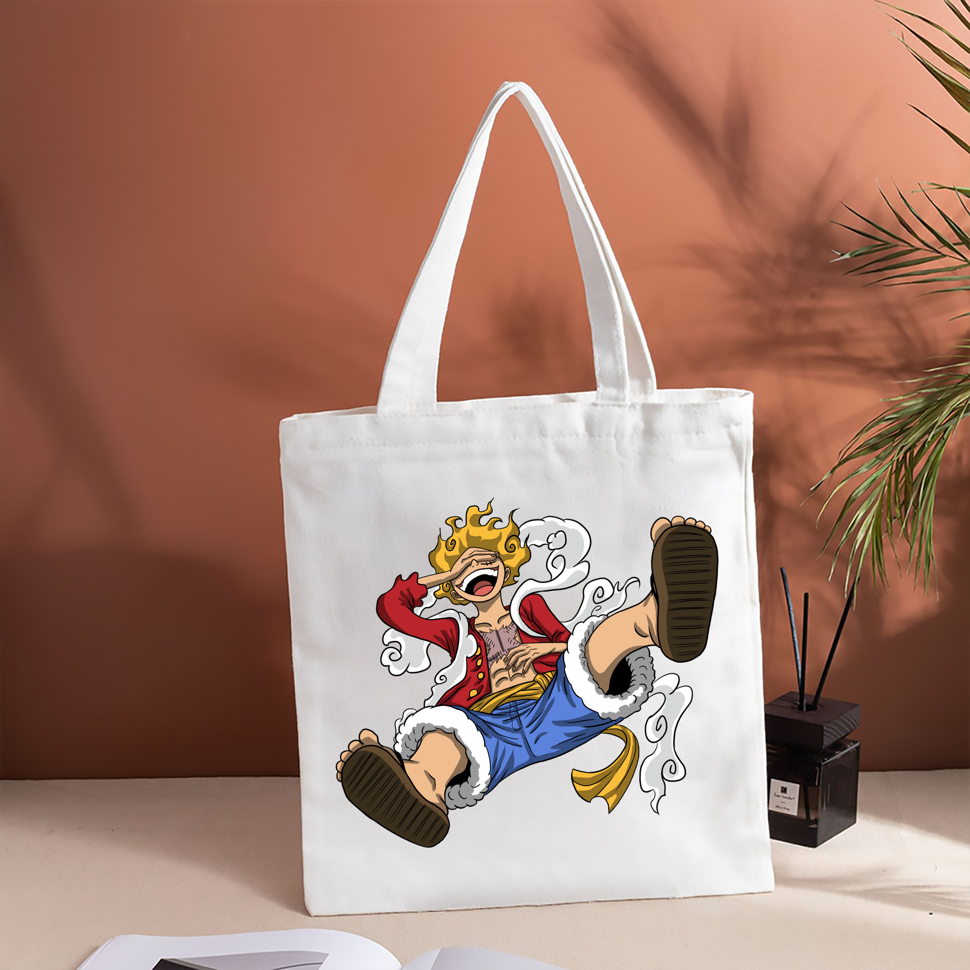 ワンピース モンキー・D・ルフィ ONE PIECE Monkey D. Luffy 縦型キャンバス生地手提げバッグ　トートバッグ