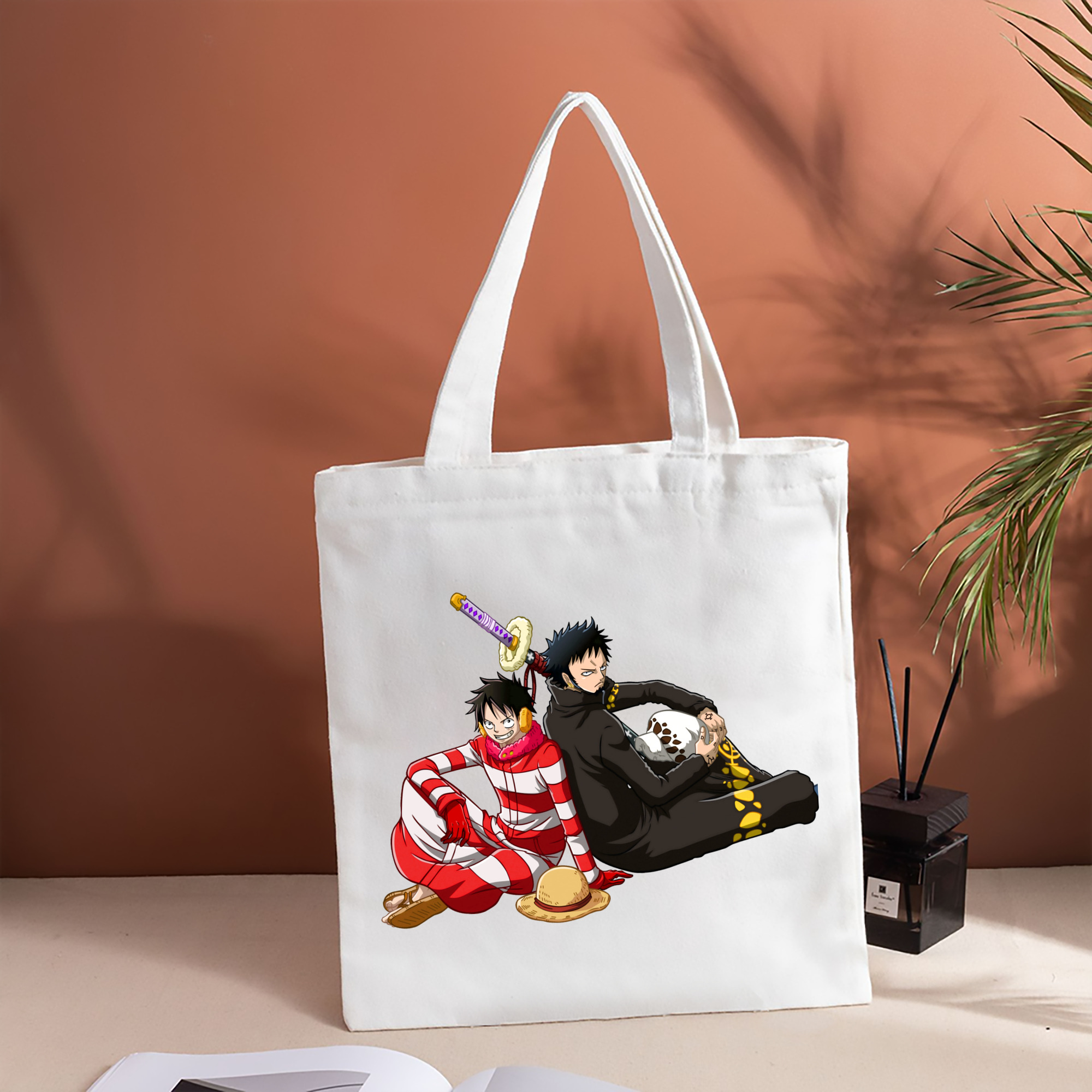 ワンピース モンキー・D・ルフィ ONE PIECE Monkey D. Luffy 縦型キャンバス生地手提げバッグ　トートバッグ