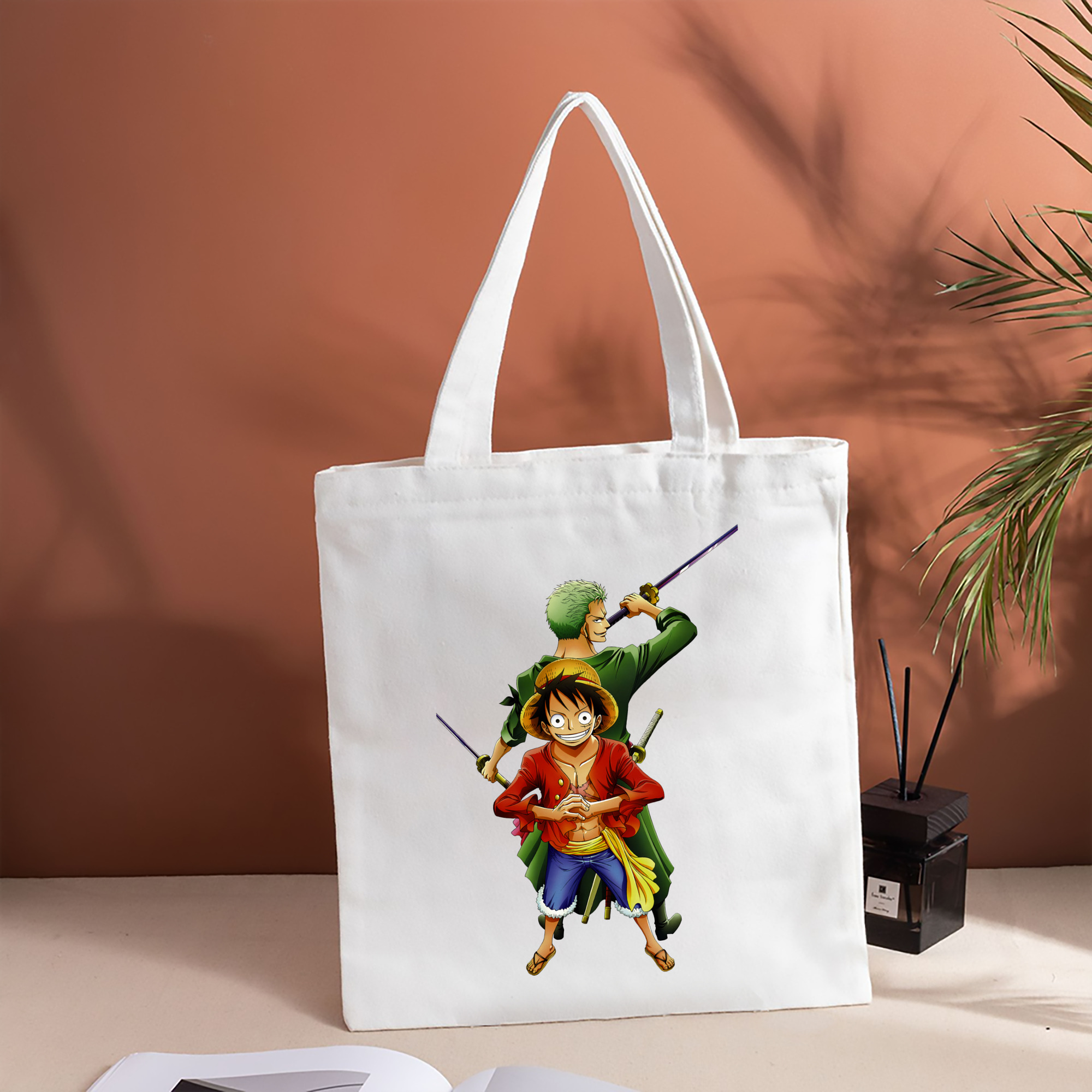 ワンピース モンキー・D・ルフィ ONE PIECE Monkey D. Luffy 縦型キャンバス生地手提げバッグ　トートバッグ