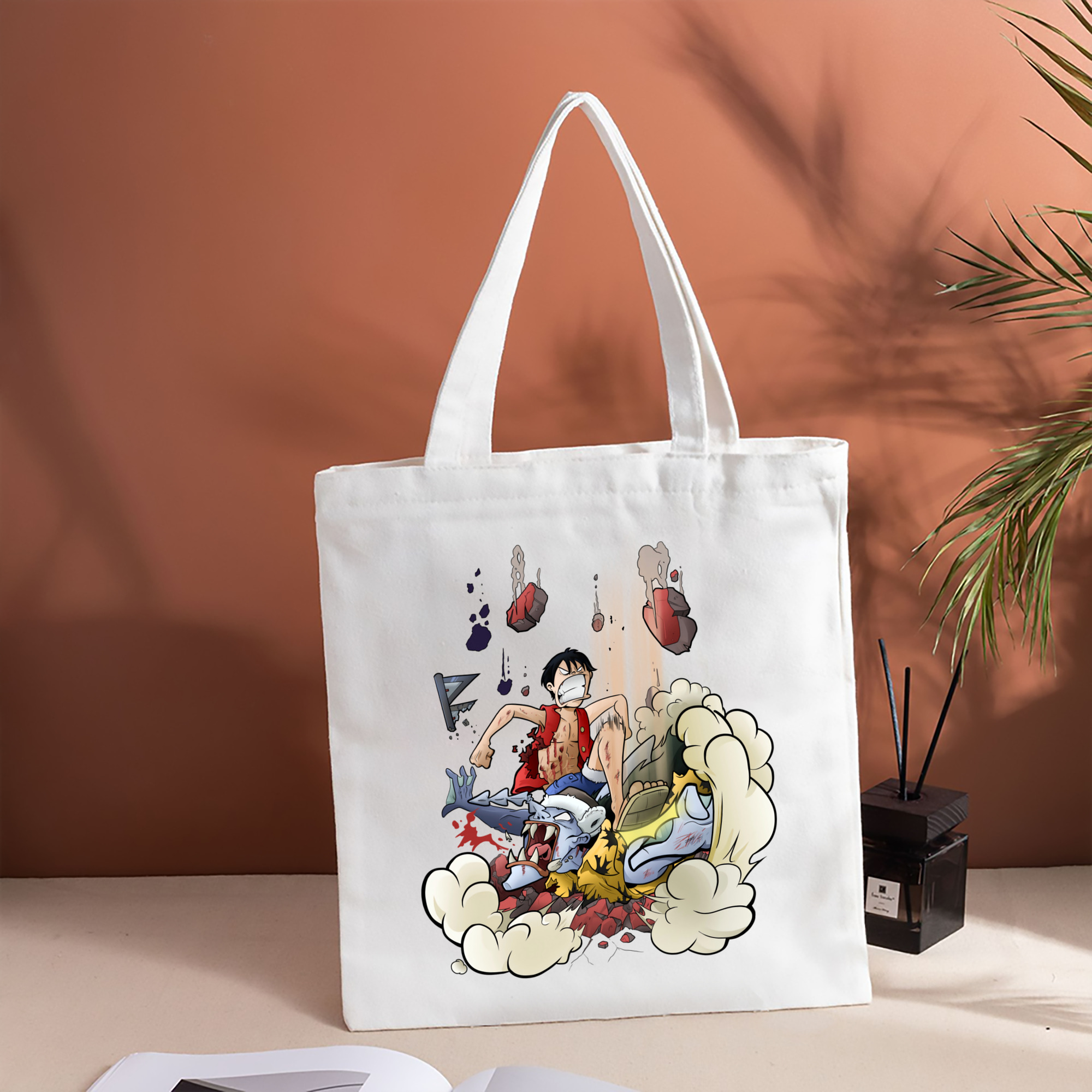 ワンピース モンキー・D・ルフィ ONE PIECE Monkey D. Luffy 縦型キャンバス生地手提げバッグ　トートバッグ
