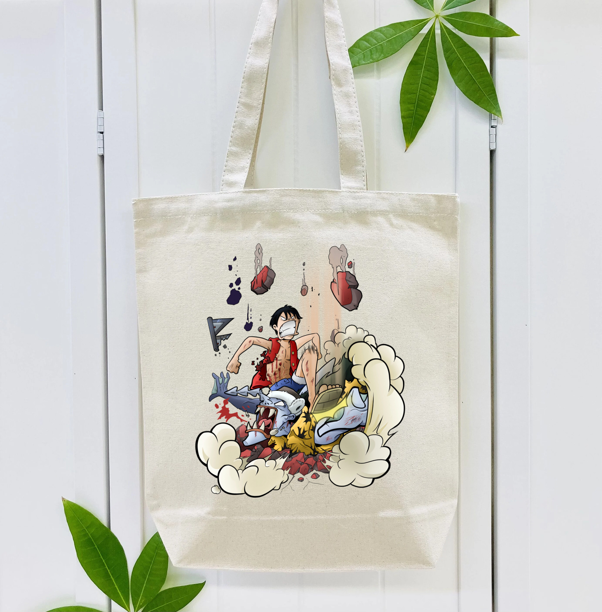 ワンピース モンキー・D・ルフィ ONE PIECE Monkey D. Luffy 縦型キャンバス生地手提げバッグ　トートバッグ