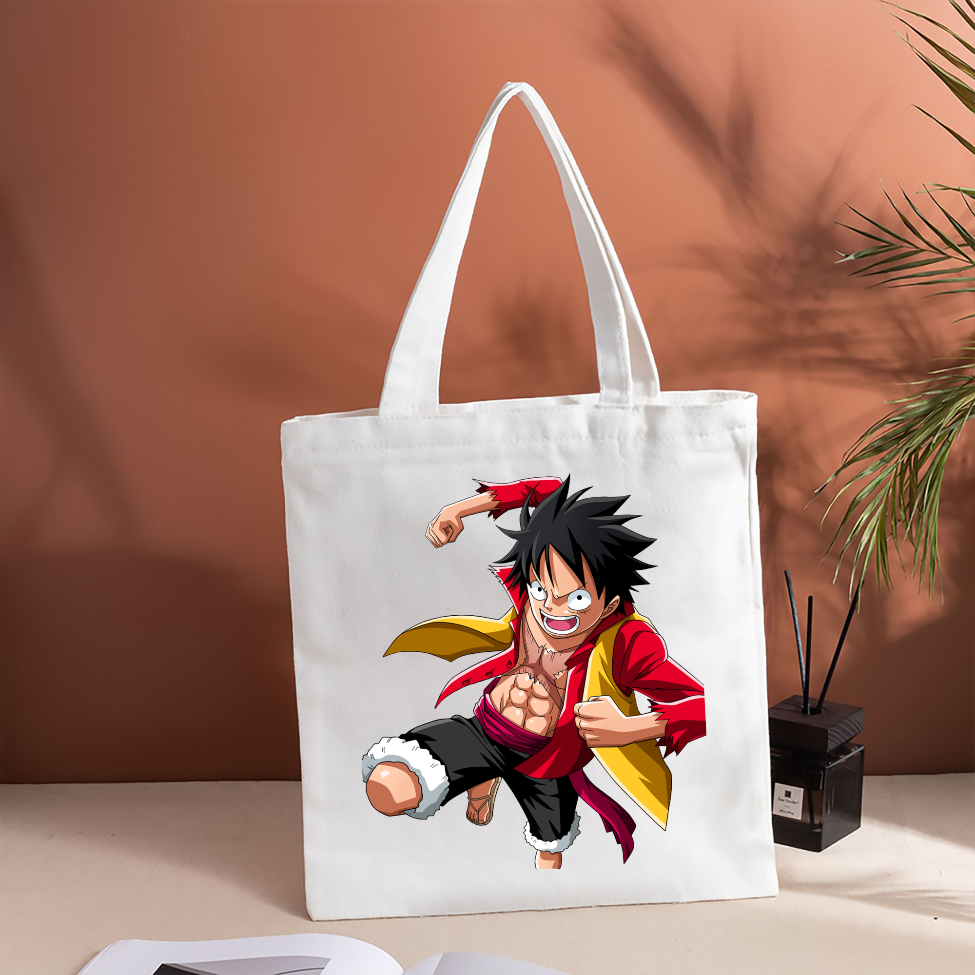 ワンピース モンキー・D・ルフィ ONE PIECE Monkey D. Luffy 縦型キャンバス生地手提げバッグ　トートバッグ