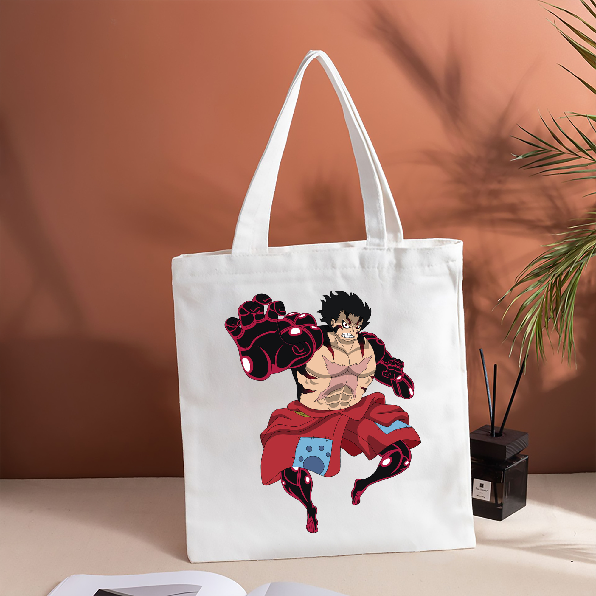 ワンピース モンキー・D・ルフィ ONE PIECE Monkey D. Luffy 縦型キャンバス生地手提げバッグ　トートバッグ
