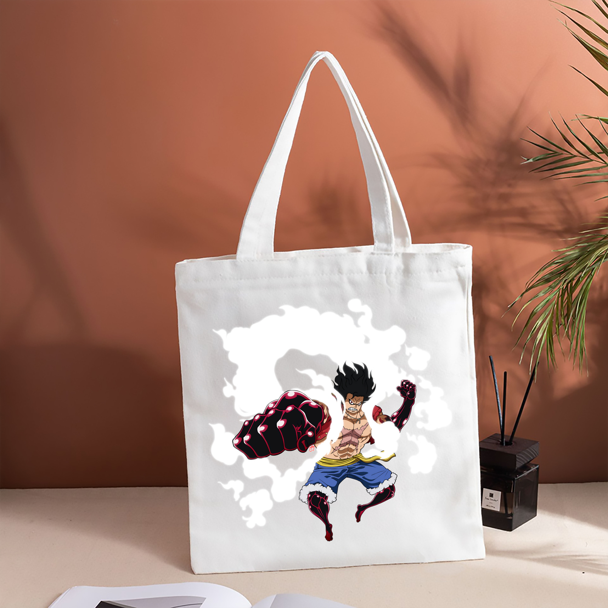 ワンピース モンキー・D・ルフィ ONE PIECE Monkey D. Luffy 縦型キャンバス生地手提げバッグ　トートバッグ