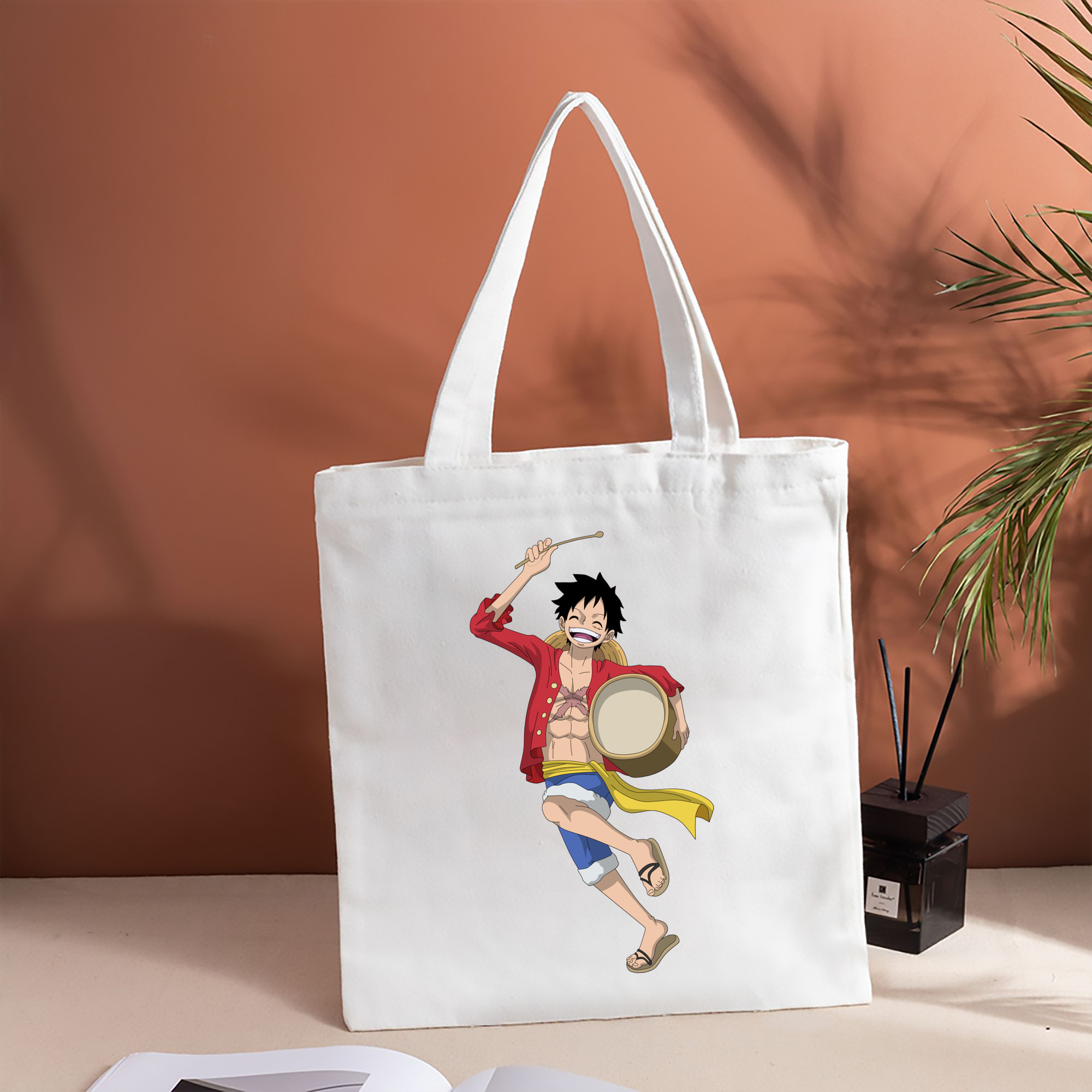ワンピース モンキー・D・ルフィ ONE PIECE Monkey D. Luffy 縦型キャンバス生地手提げバッグ　トートバッグ