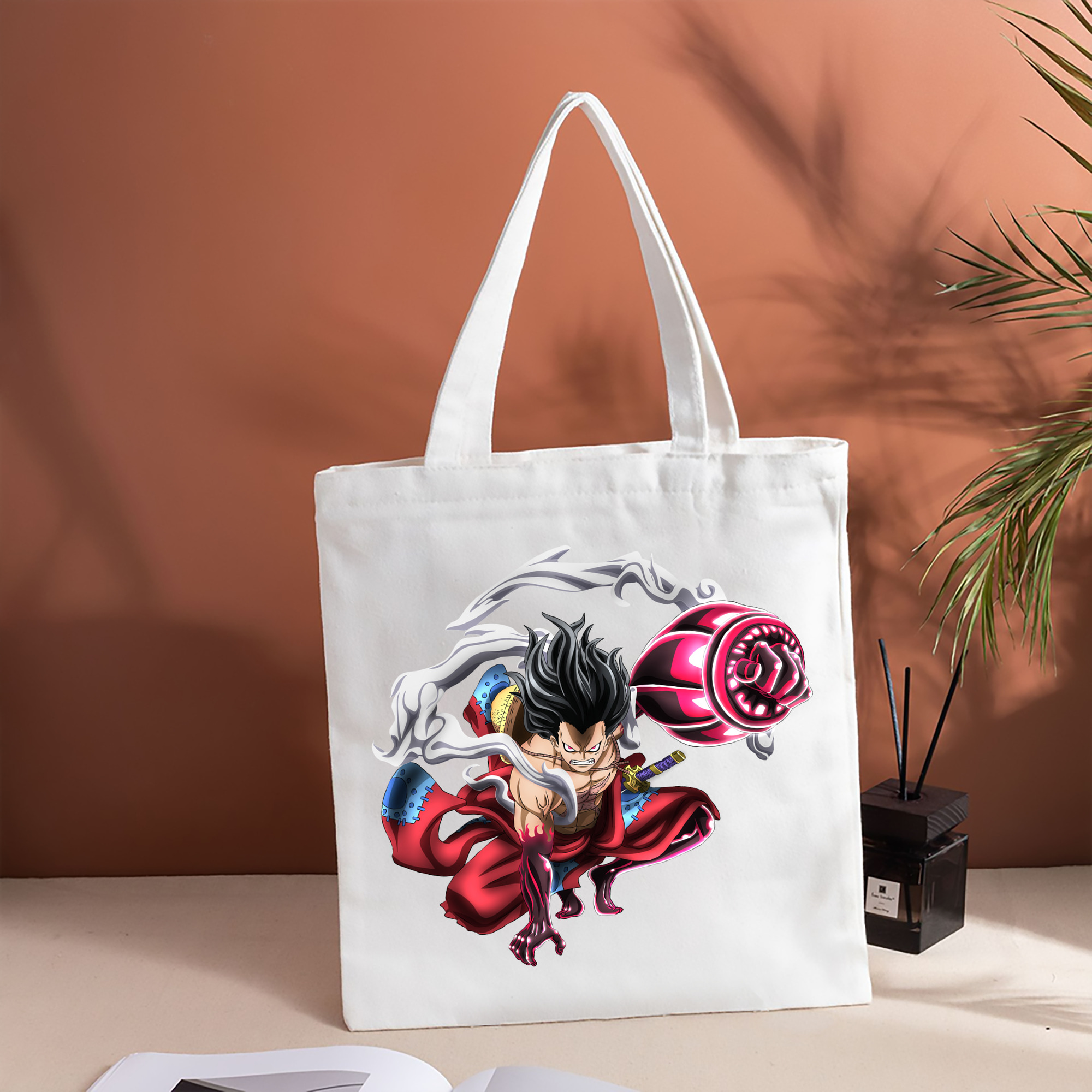ワンピース モンキー・D・ルフィ ONE PIECE Monkey D. Luffy 縦型キャンバス生地手提げバッグ　トートバッグ