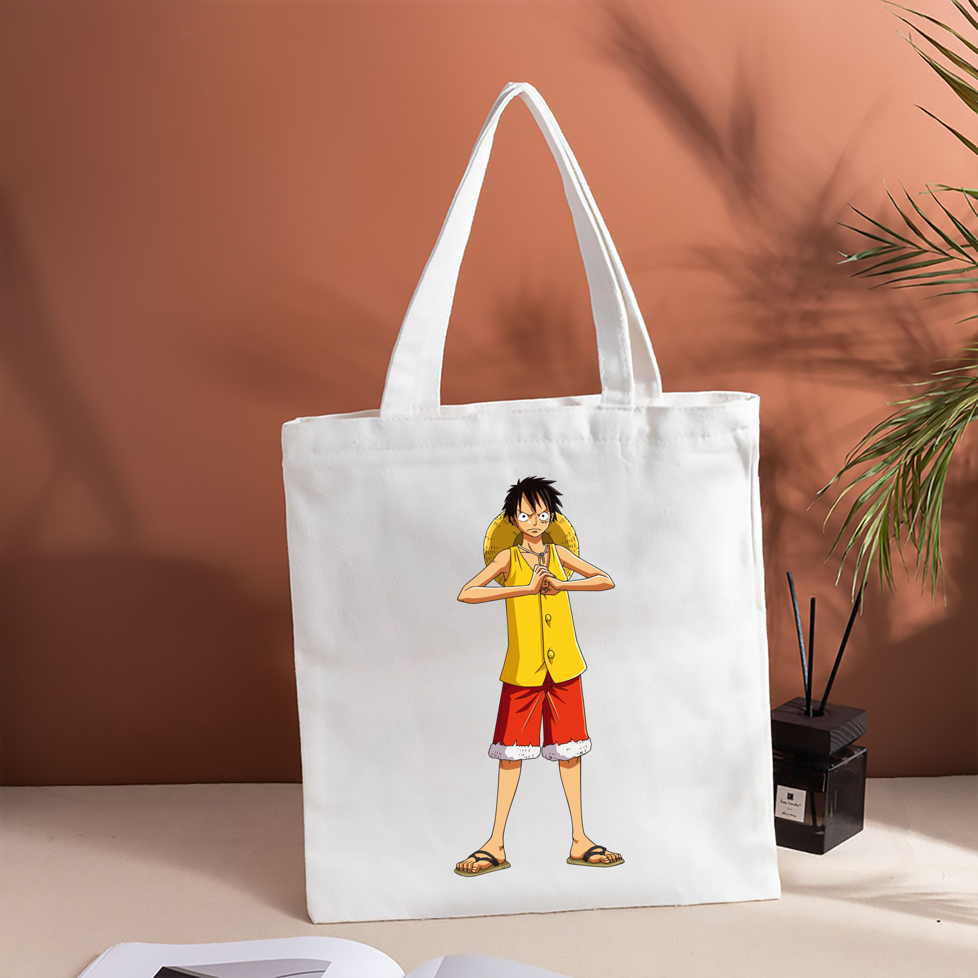 ワンピース モンキー・D・ルフィ ONE PIECE Monkey D. Luffy 縦型キャンバス生地手提げバッグ　トートバッグ
