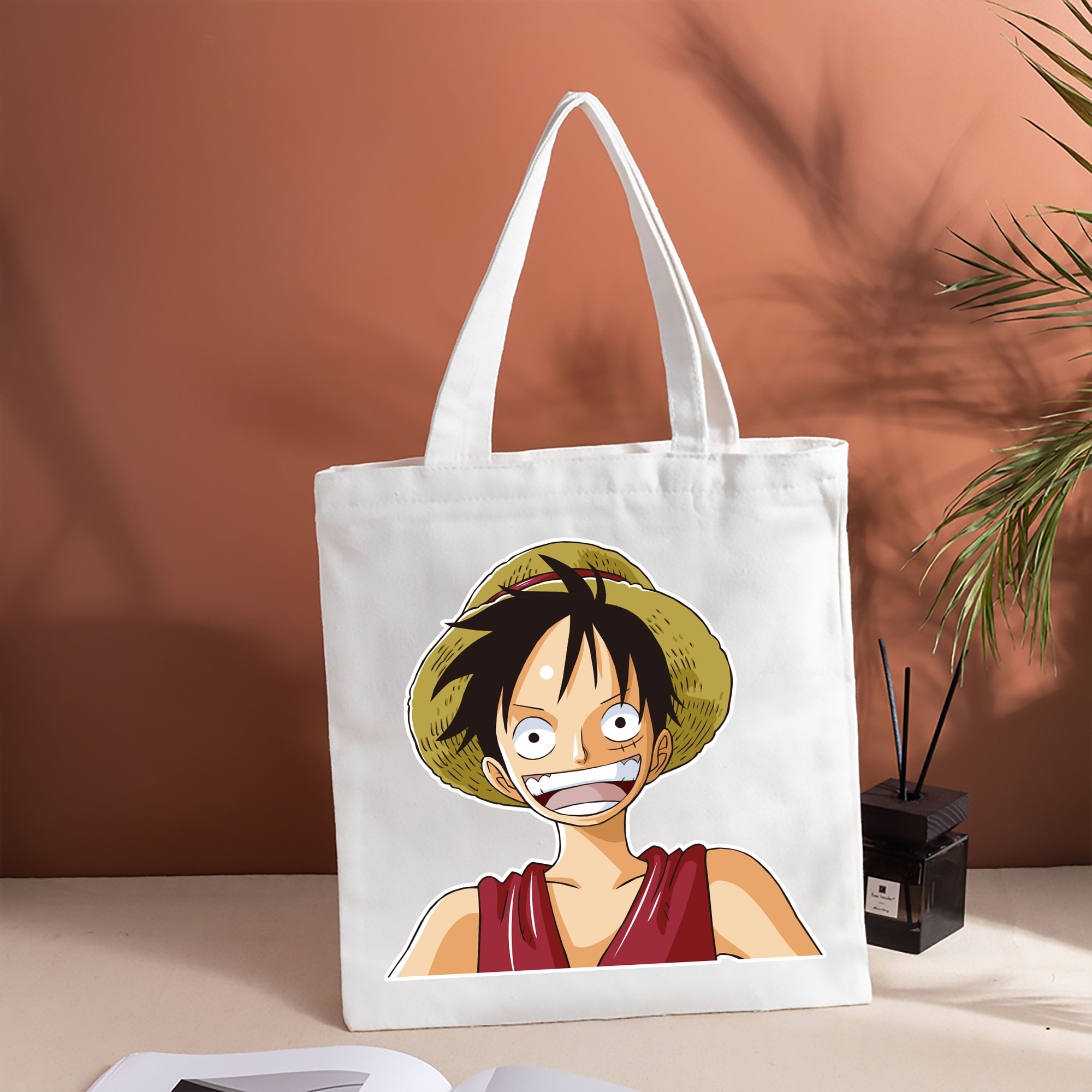 ワンピース モンキー・D・ルフィ ONE PIECE Monkey D. Luffy 縦型キャンバス生地手提げバッグ　トートバッグ