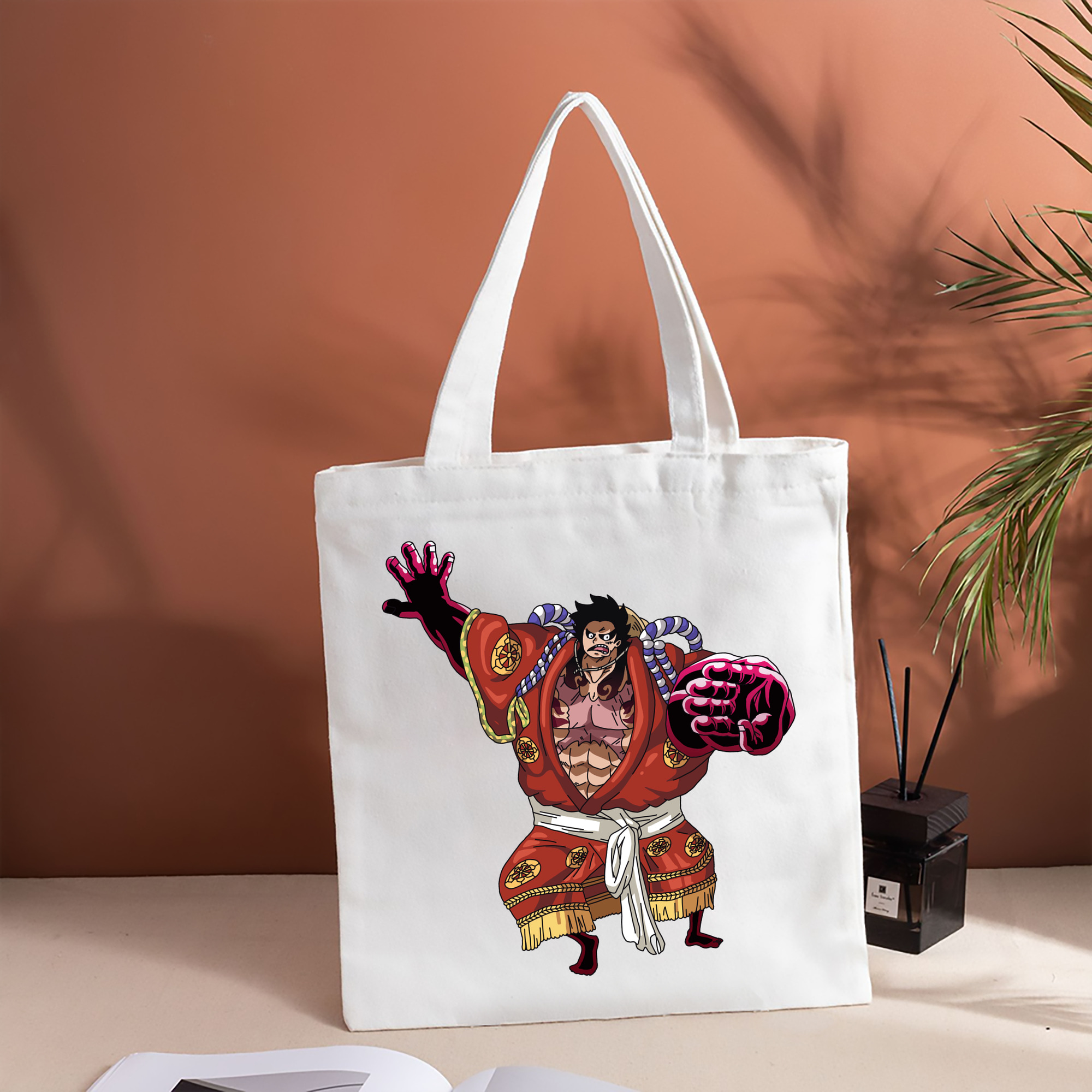 ワンピース モンキー・D・ルフィ ONE PIECE Monkey D. Luffy 縦型キャンバス生地手提げバッグ　トートバッグ