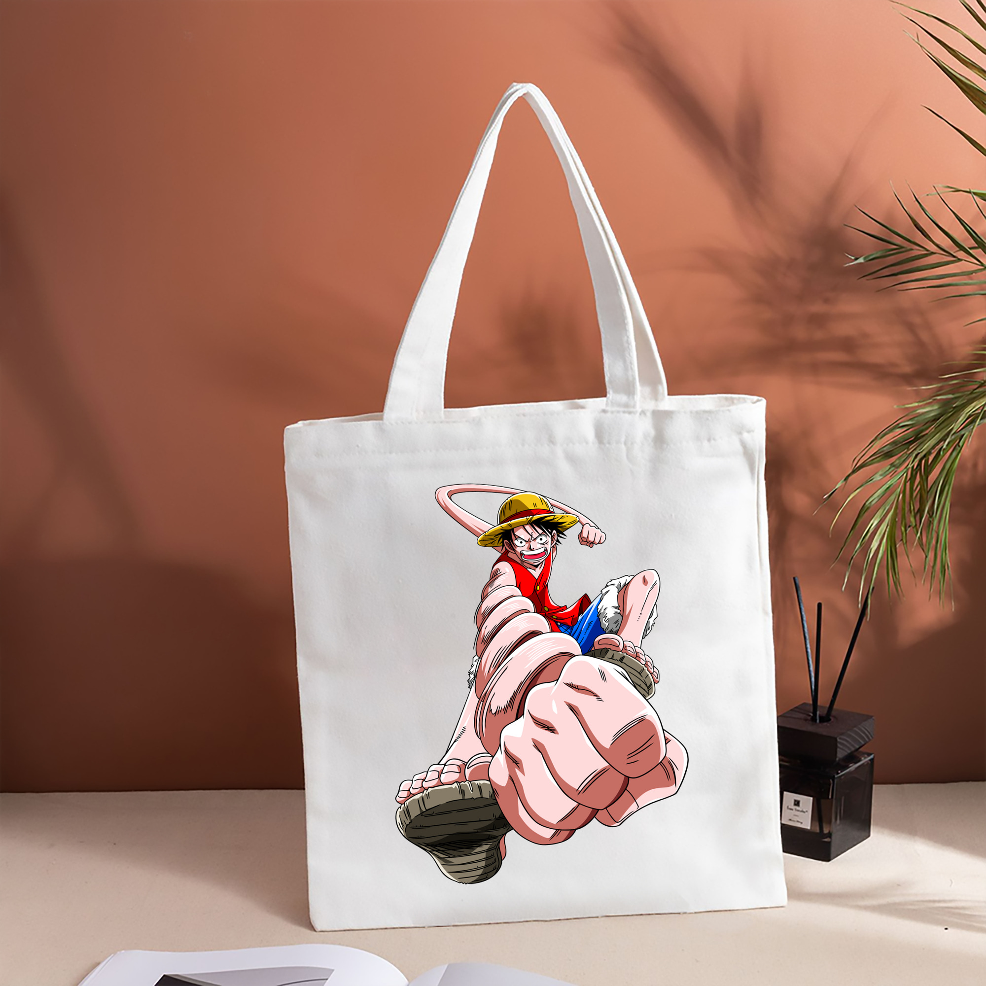 ワンピース モンキー・D・ルフィ ONE PIECE Monkey D. Luffy 縦型キャンバス生地手提げバッグ　トートバッグ