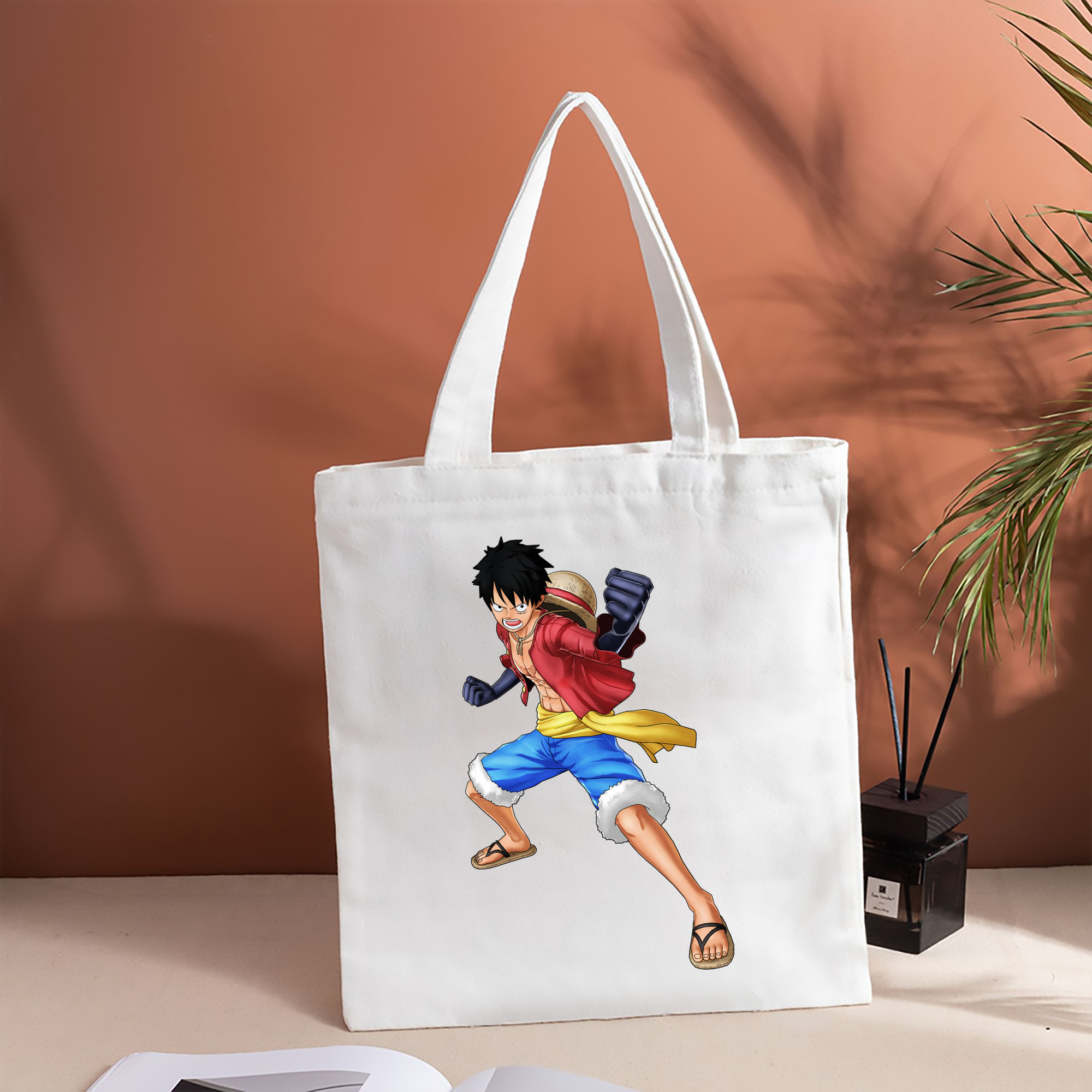 ワンピース モンキー・D・ルフィ ONE PIECE Monkey D. Luffy 縦型キャンバス生地手提げバッグ　トートバッグ