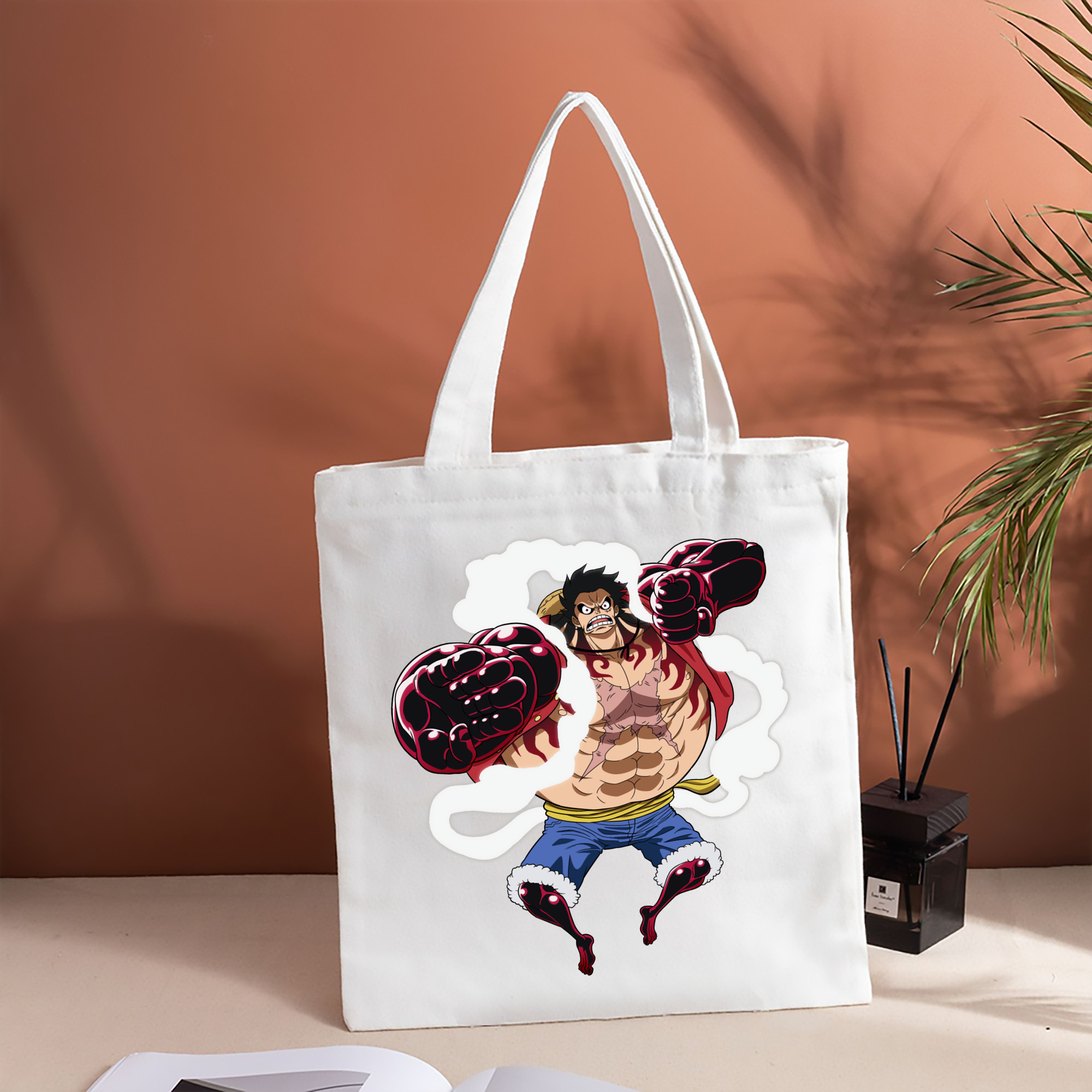 ワンピース モンキー・D・ルフィ ONE PIECE Monkey D. Luffy 縦型キャンバス生地手提げバッグ　トートバッグ