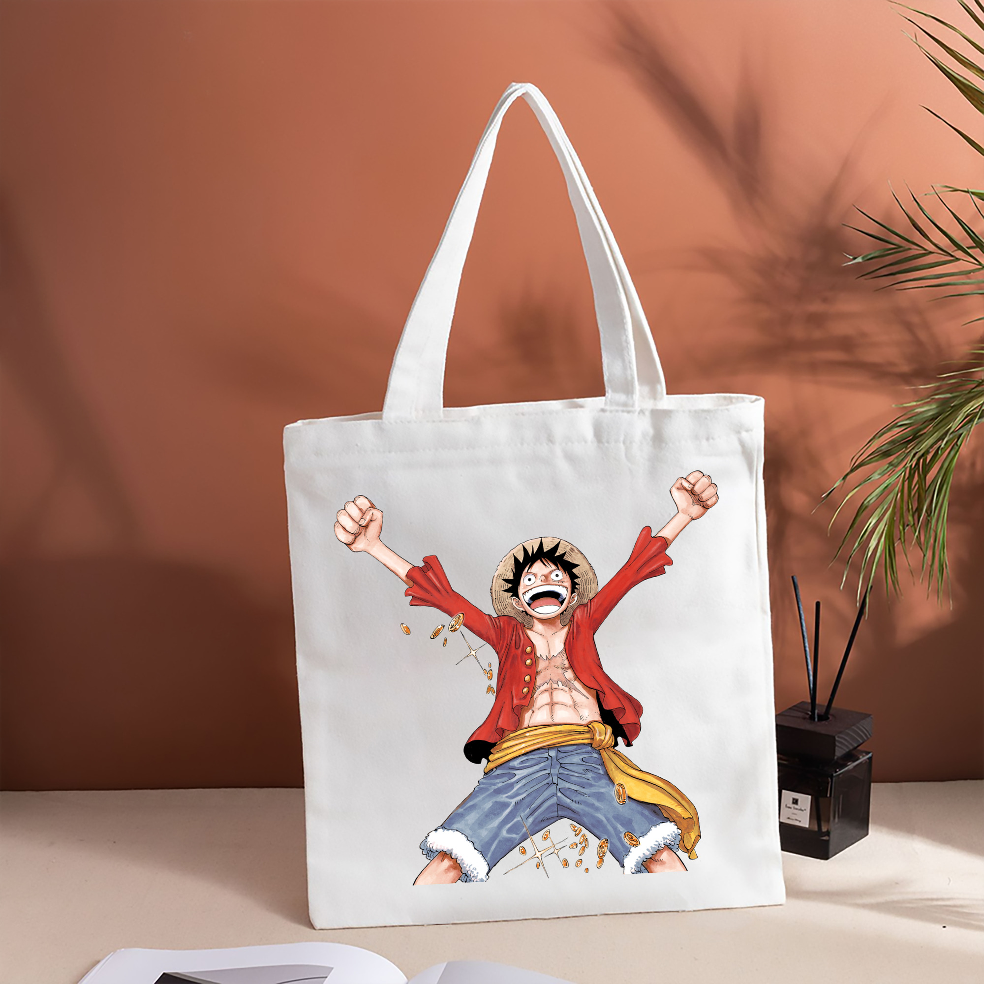 ワンピース モンキー・D・ルフィ ONE PIECE Monkey D. Luffy 縦型キャンバス生地手提げバッグ　トートバッグ