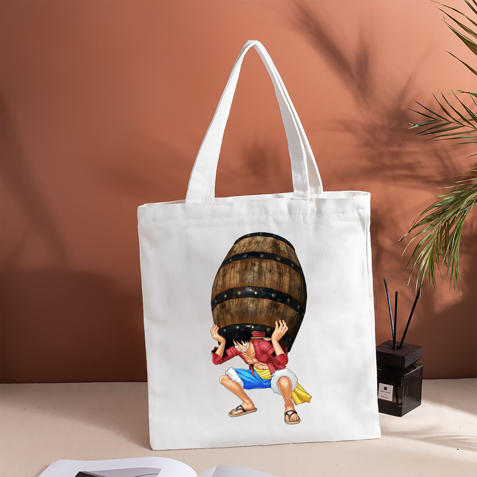 ワンピース モンキー・D・ルフィ ONE PIECE Monkey D. Luffy 縦型キャンバス生地手提げバッグ　トートバッグ