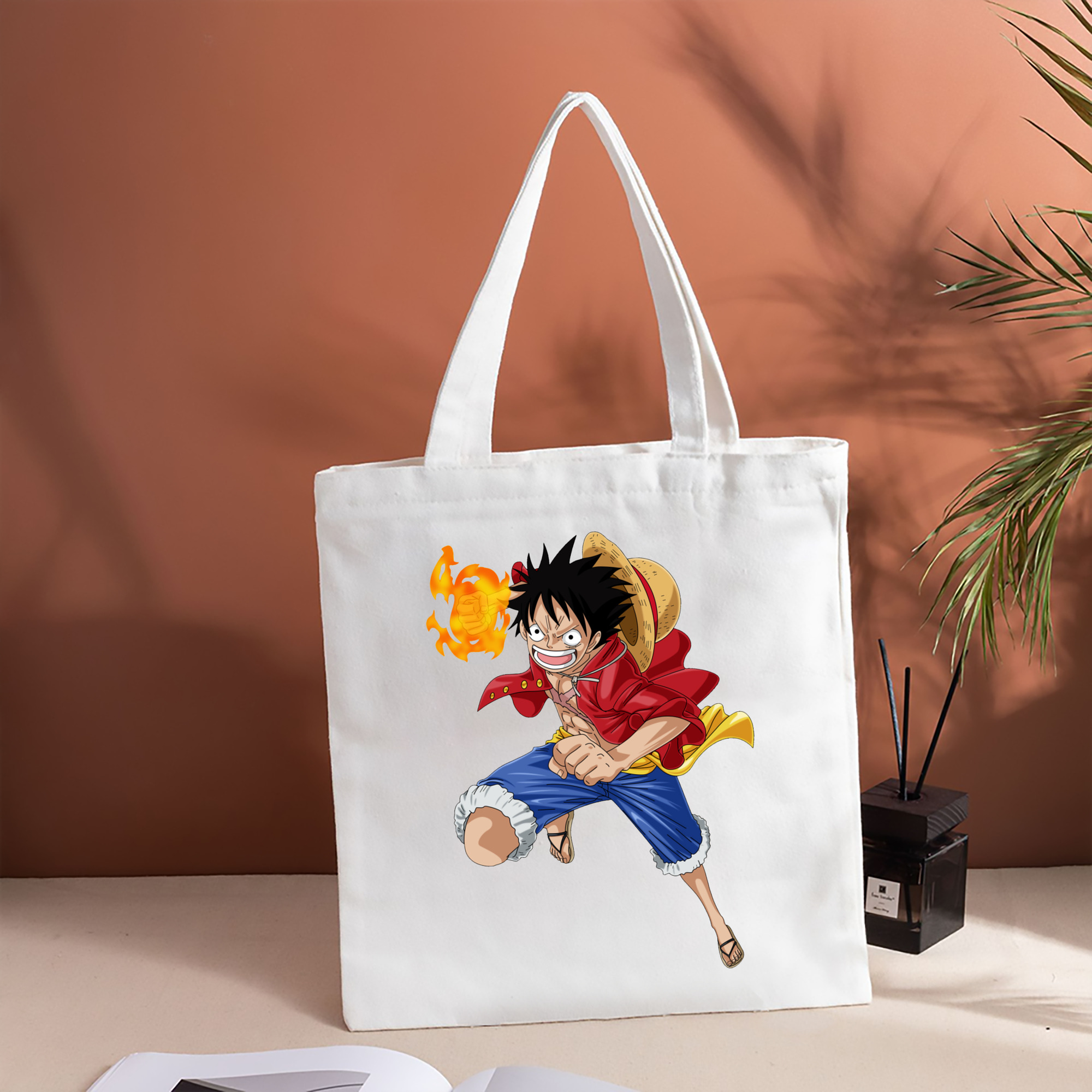 ワンピース モンキー・D・ルフィ ONE PIECE Monkey D. Luffy 縦型キャンバス生地手提げバッグ　トートバッグ