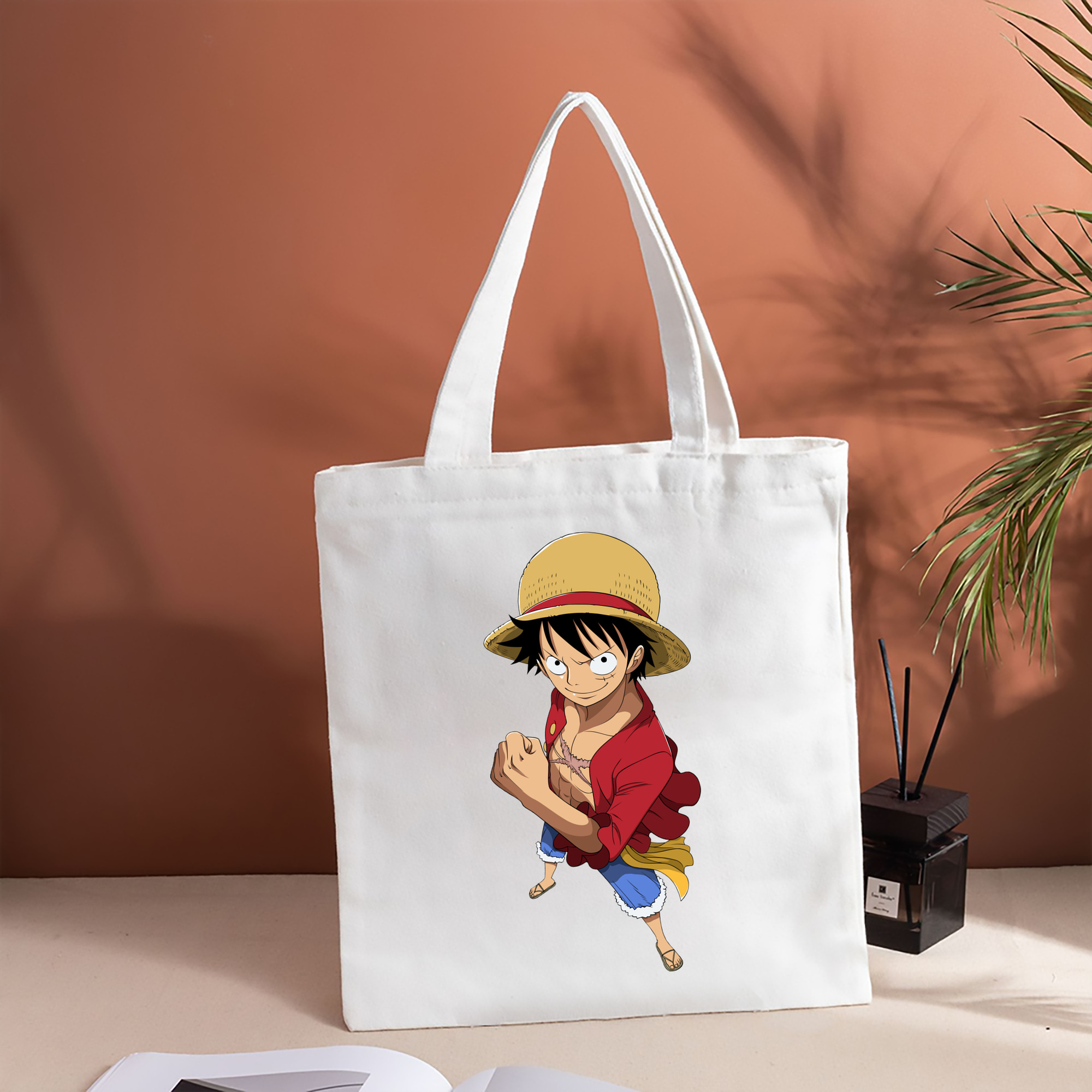 ワンピース モンキー・D・ルフィ ONE PIECE Monkey D. Luffy 縦型キャンバス生地手提げバッグ　トートバッグ