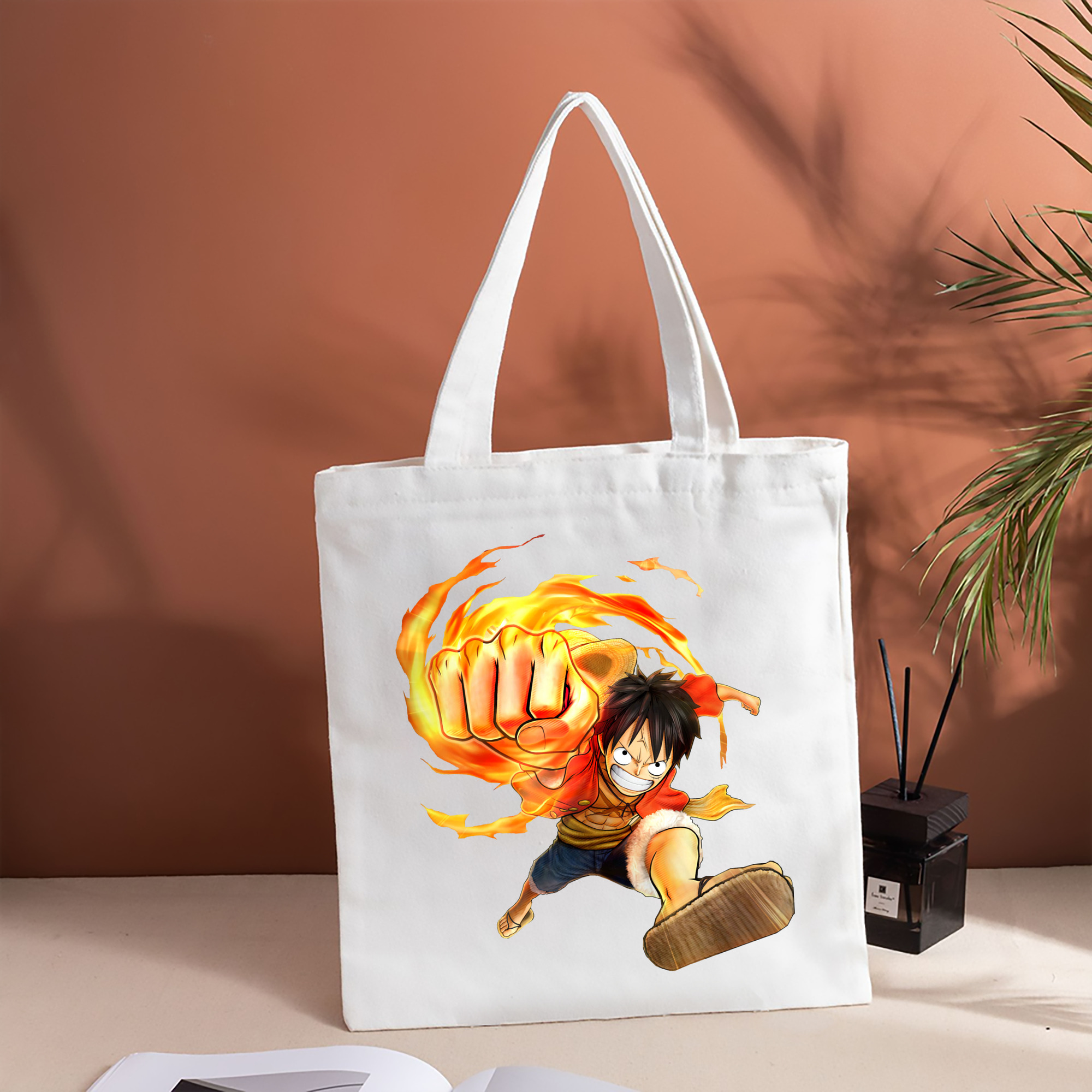 ワンピース モンキー・D・ルフィ ONE PIECE Monkey D. Luffy 縦型キャンバス生地手提げバッグ　トートバッグ