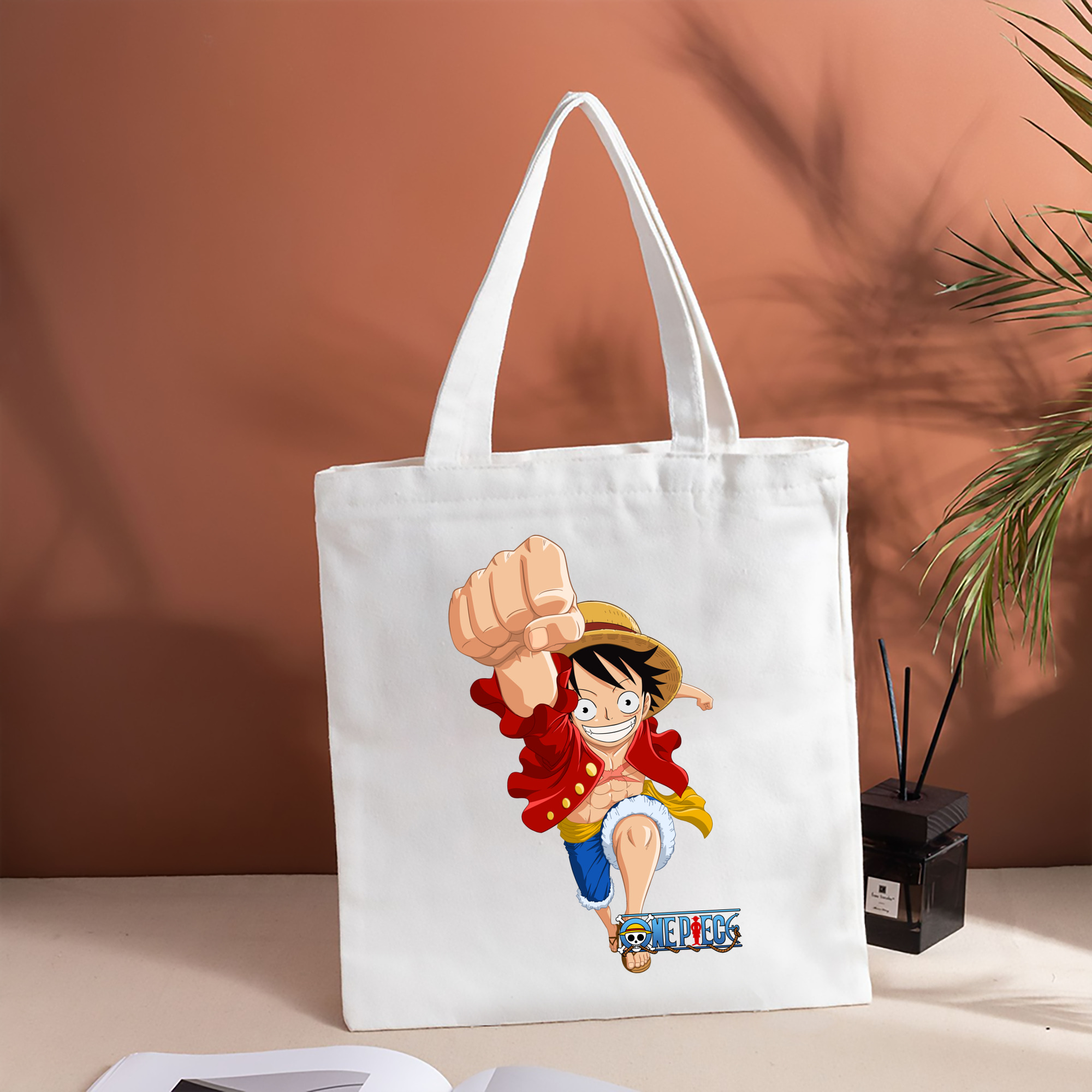ワンピース モンキー・D・ルフィ ONE PIECE Monkey D. Luffy 縦型キャンバス生地手提げバッグ　トートバッグ