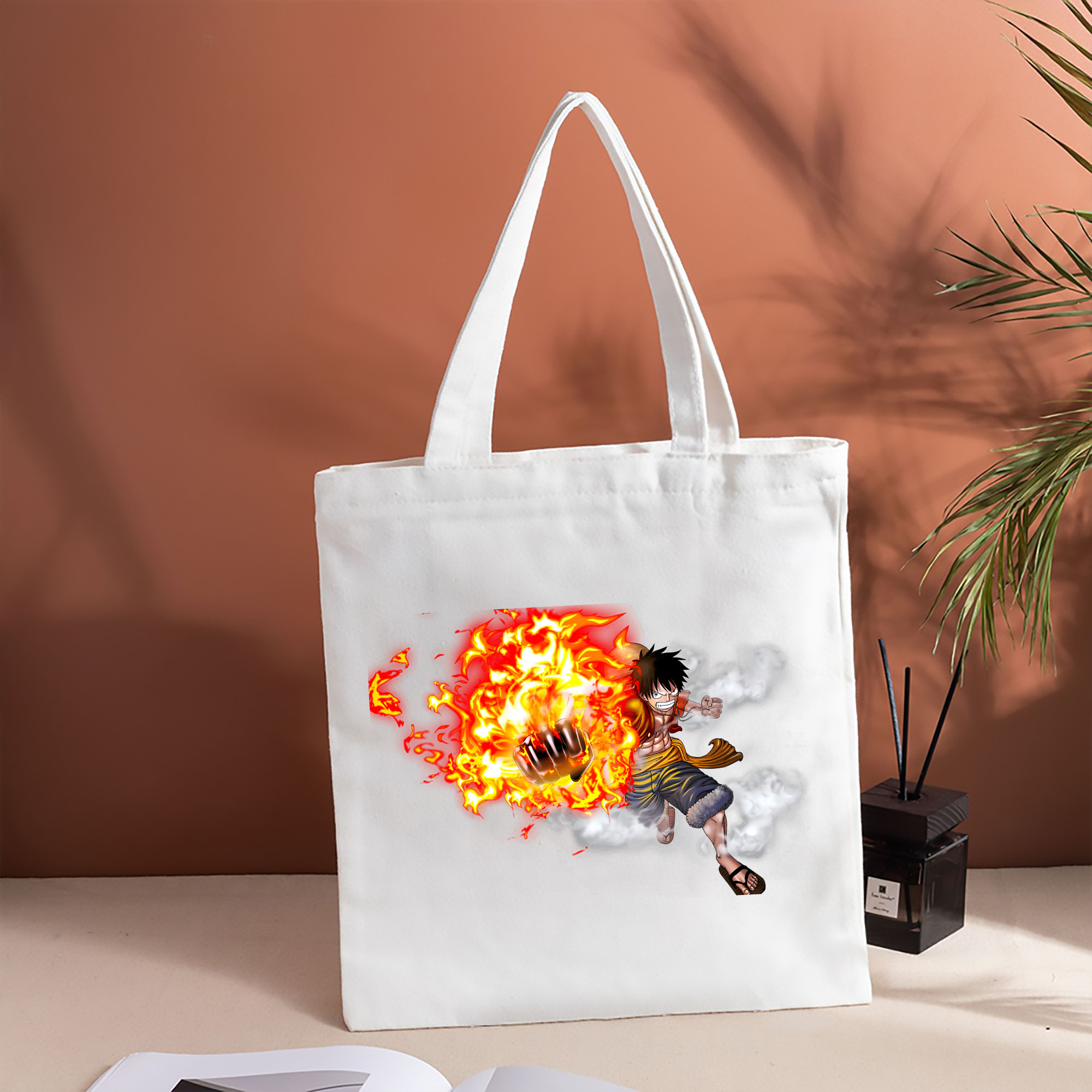 ワンピース モンキー・D・ルフィ ONE PIECE Monkey D. Luffy 縦型キャンバス生地手提げバッグ　トートバッグ