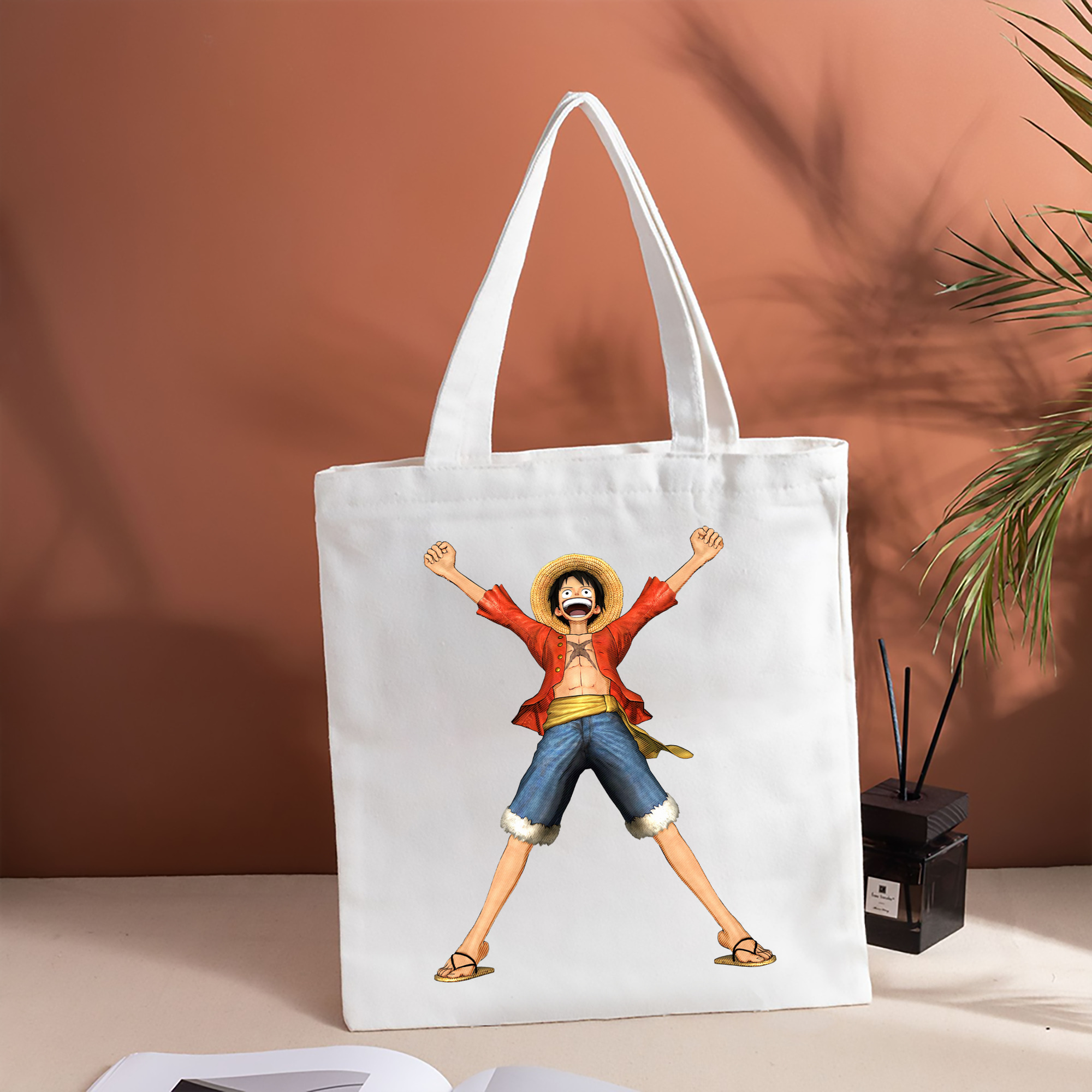 ワンピース モンキー・D・ルフィ ONE PIECE Monkey D. Luffy 縦型キャンバス生地手提げバッグ　トートバッグ