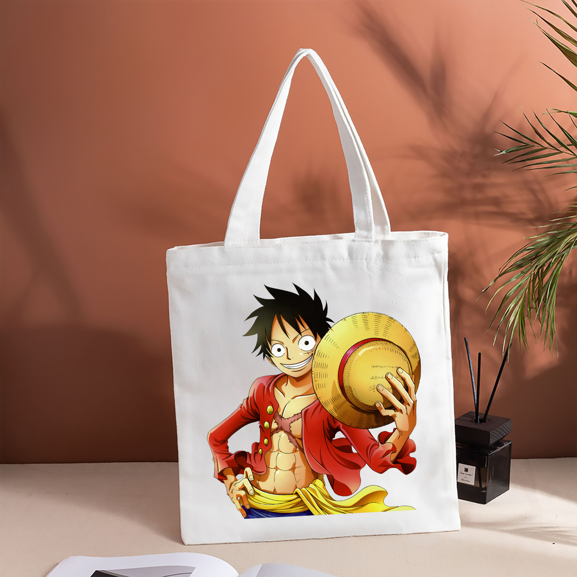 ワンピース モンキー・D・ルフィ ONE PIECE Monkey D. Luffy 縦型キャンバス生地手提げバッグ　トートバッグ