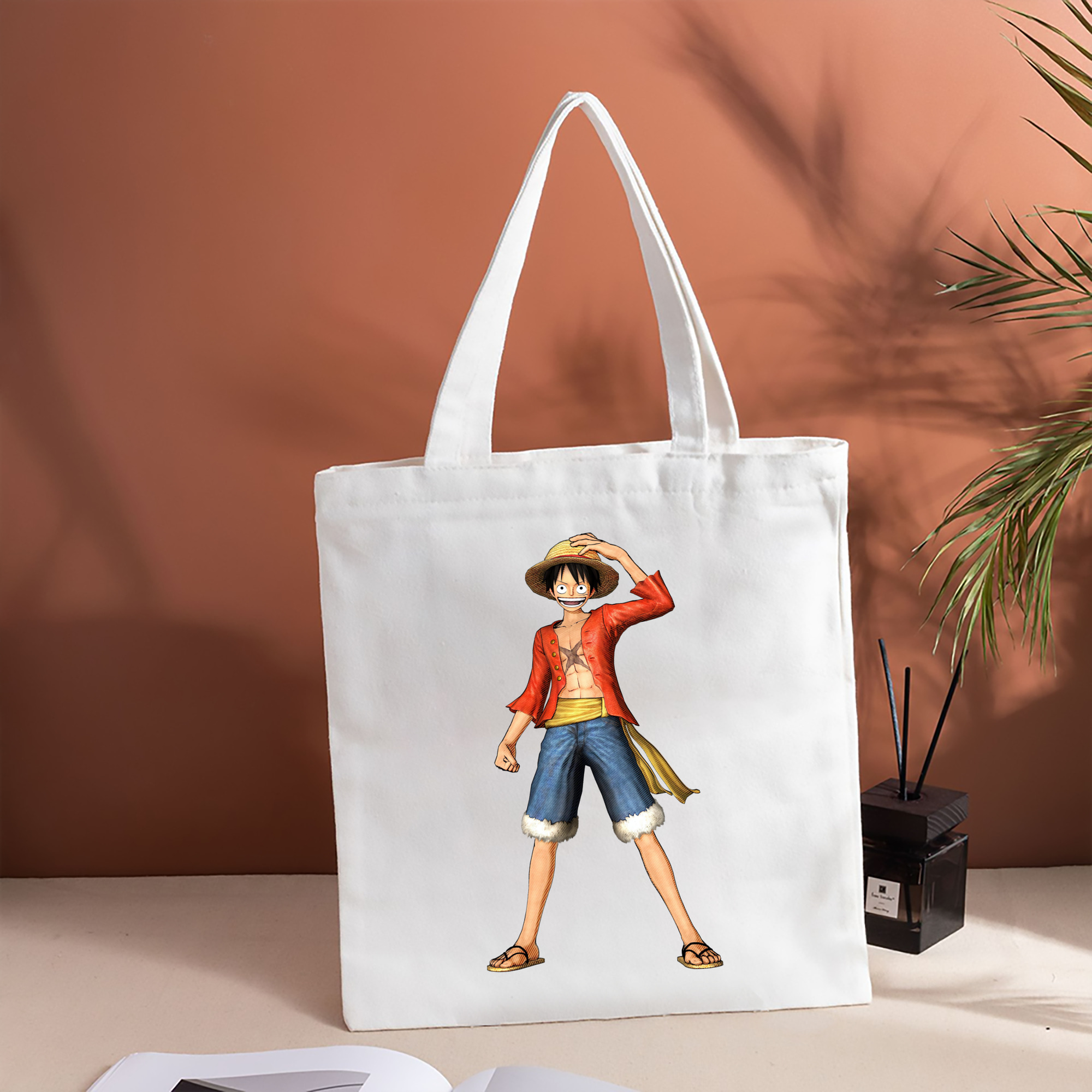 ワンピース モンキー・D・ルフィ ONE PIECE Monkey D. Luffy 縦型キャンバス生地手提げバッグ　トートバッグ