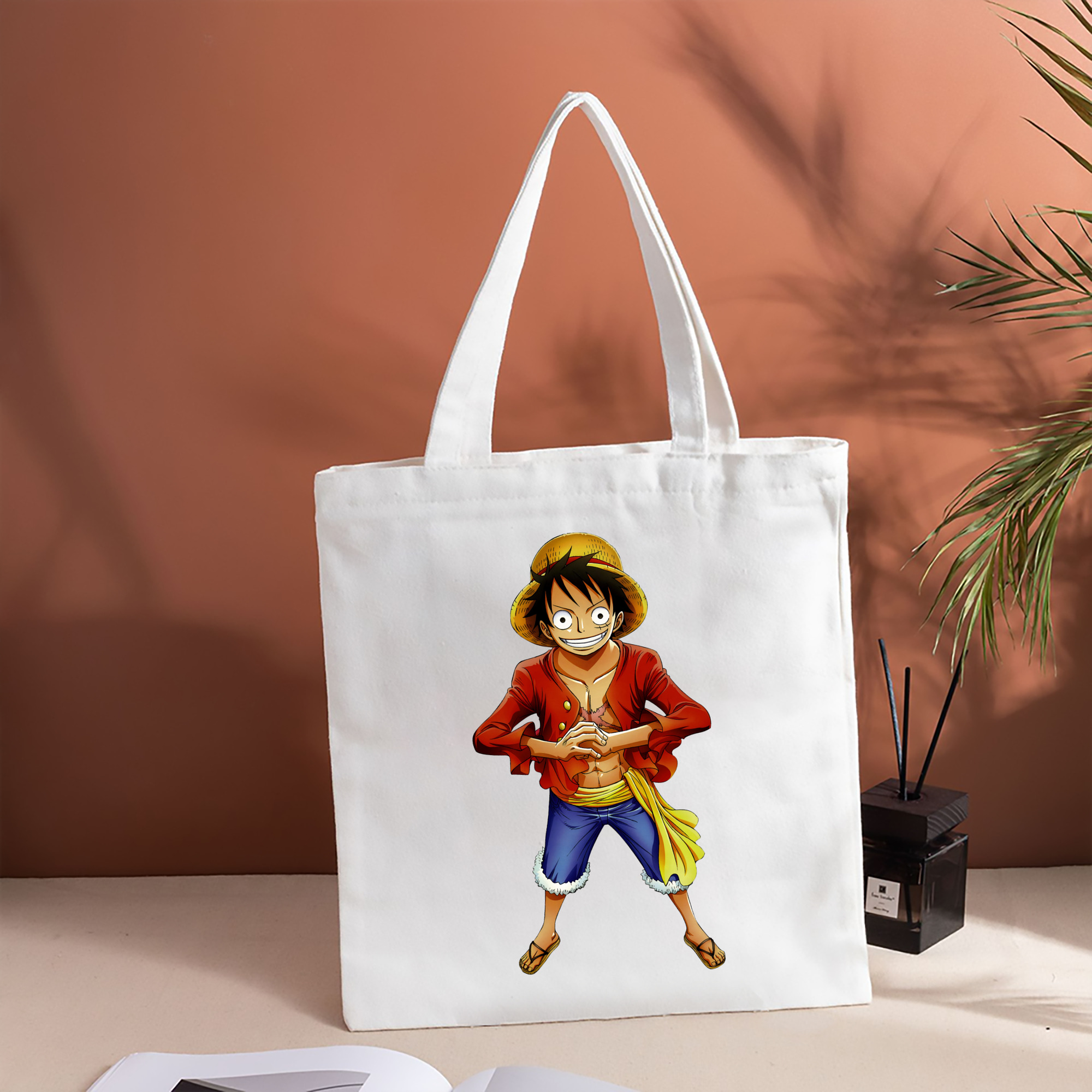 ワンピース モンキー・D・ルフィ ONE PIECE Monkey D. Luffy 縦型キャンバス生地手提げバッグ　トートバッグ