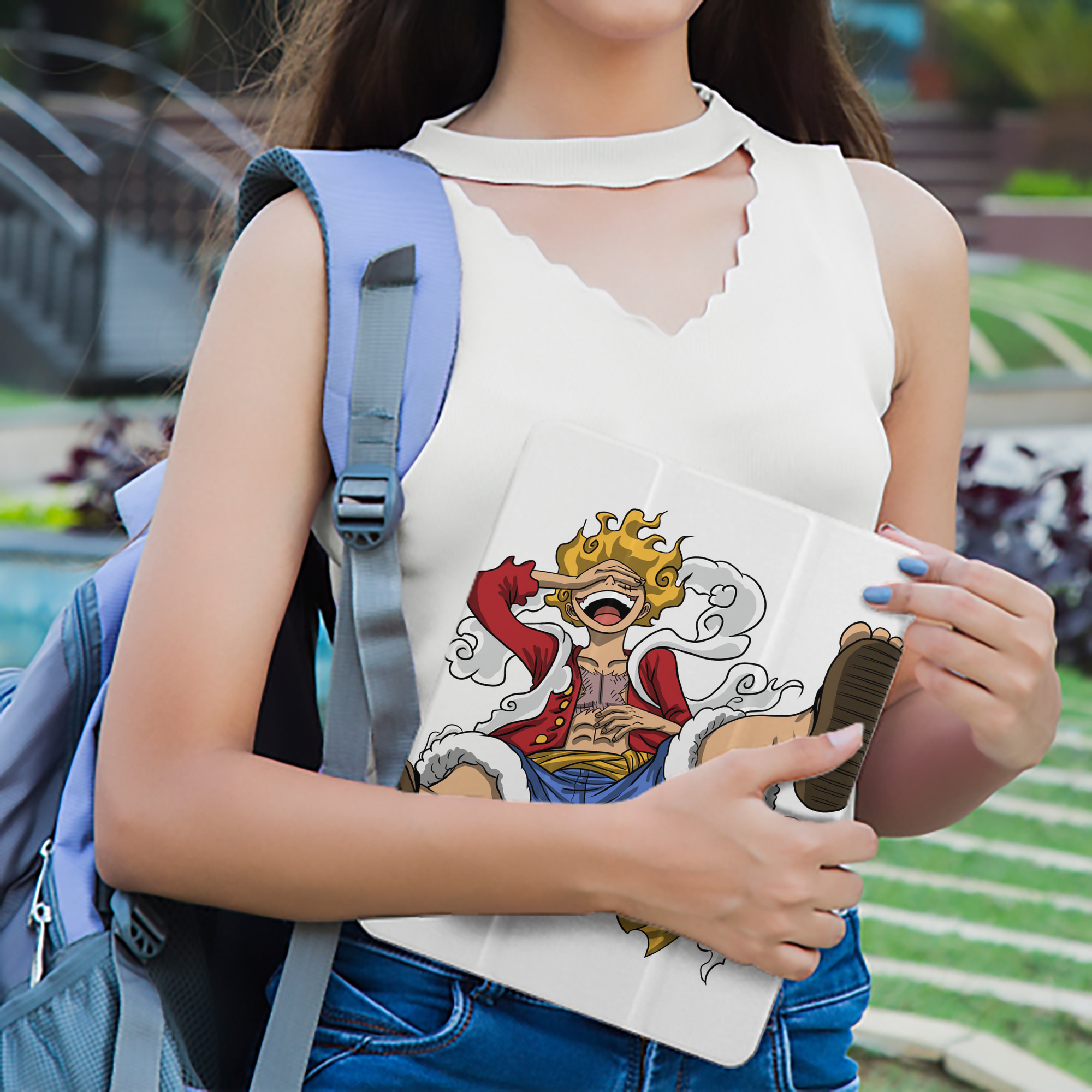 ワンピース モンキー・D・ルフィ ONE PIECE Monkey D. Luffy IPad ケース ペン収納付き 三つ折りスタンド PUレザー×シリコン 対応機種9.5/10.5/10.9インチ
