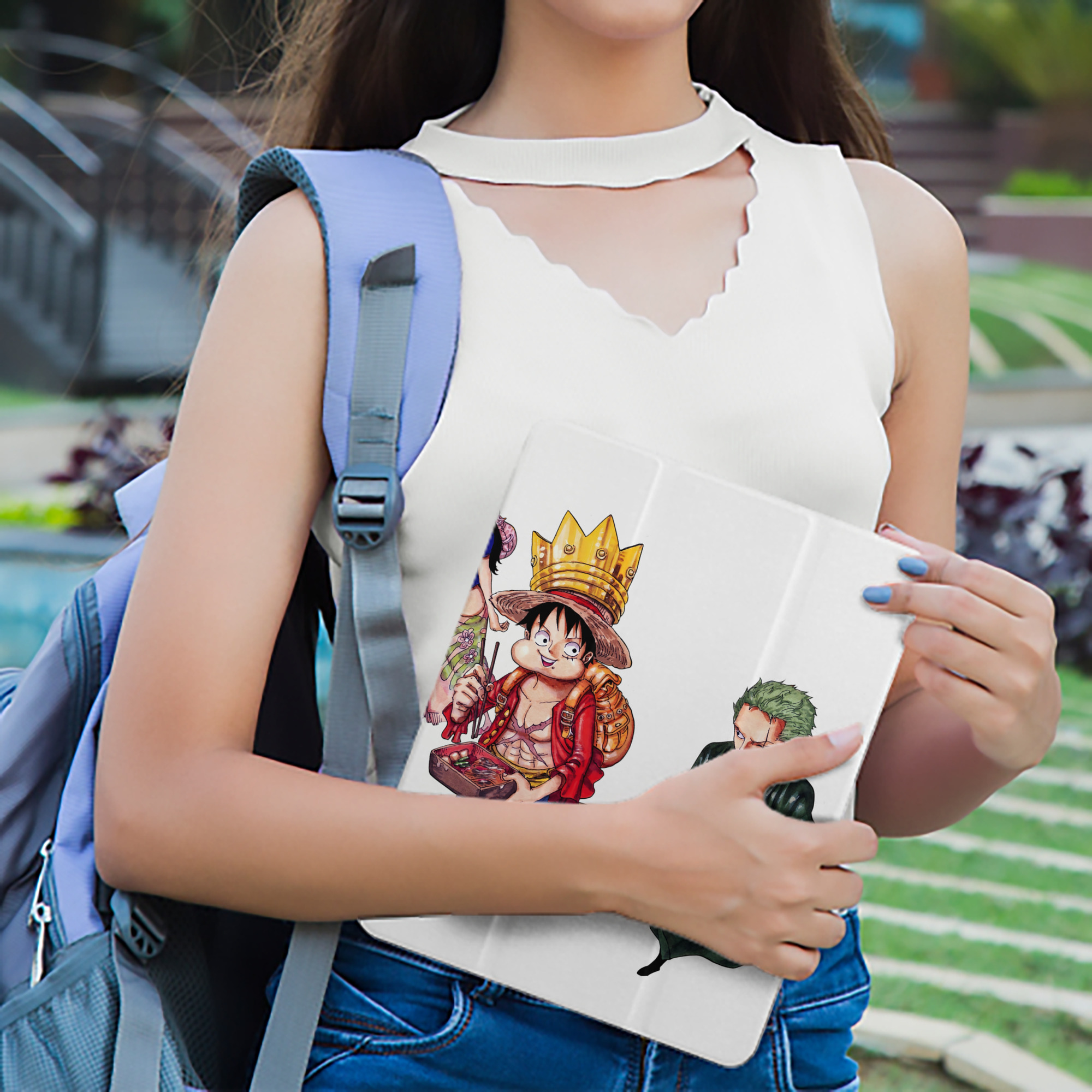 ワンピース モンキー・D・ルフィ ONE PIECE Monkey D. Luffy IPad ケース ペン収納付き 三つ折りスタンド PUレザー×シリコン 対応機種9.5/10.5/10.9インチ