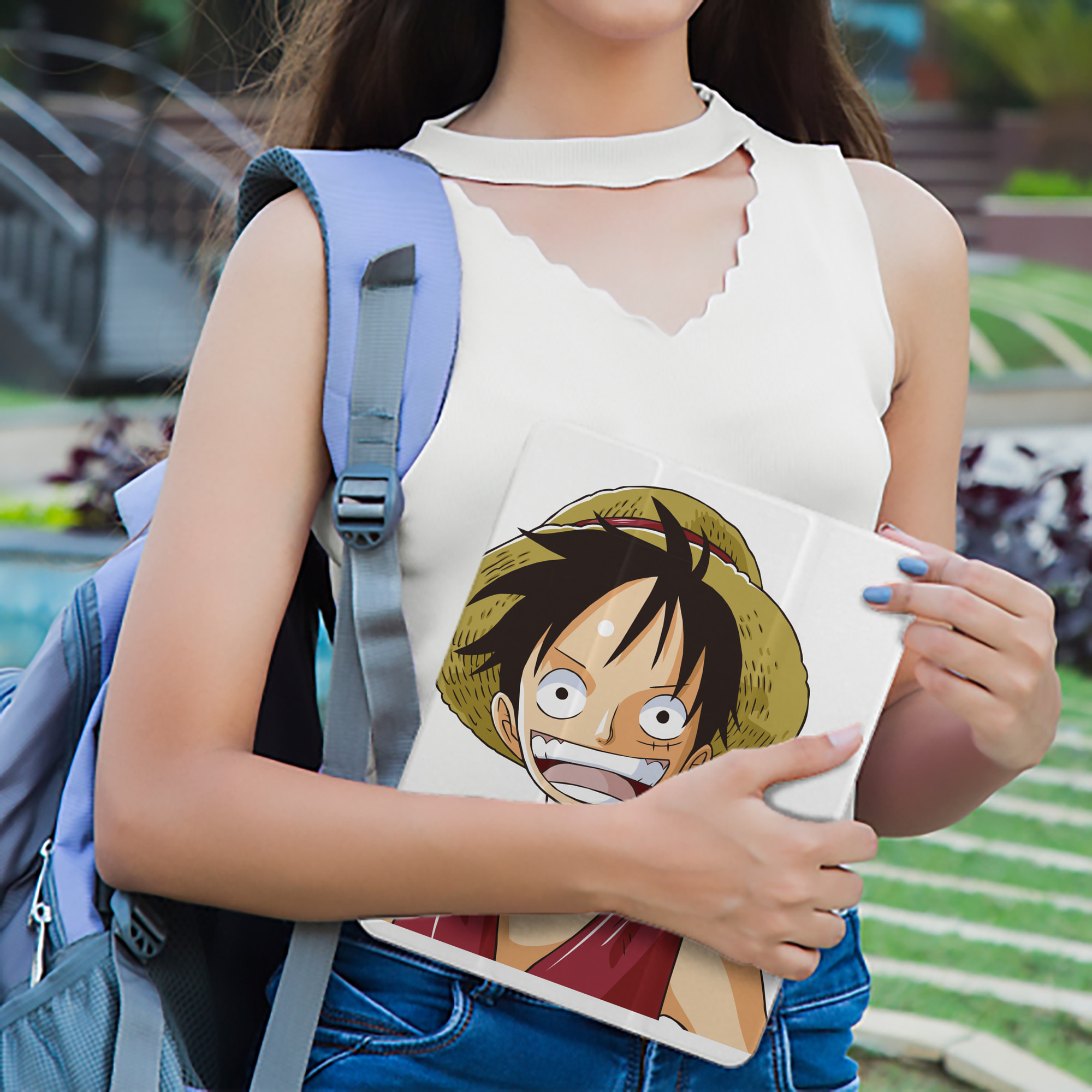 ワンピース モンキー・D・ルフィ ONE PIECE Monkey D. Luffy IPad ケース ペン収納付き 三つ折りスタンド PUレザー×シリコン 対応機種9.5/10.5/10.9インチ