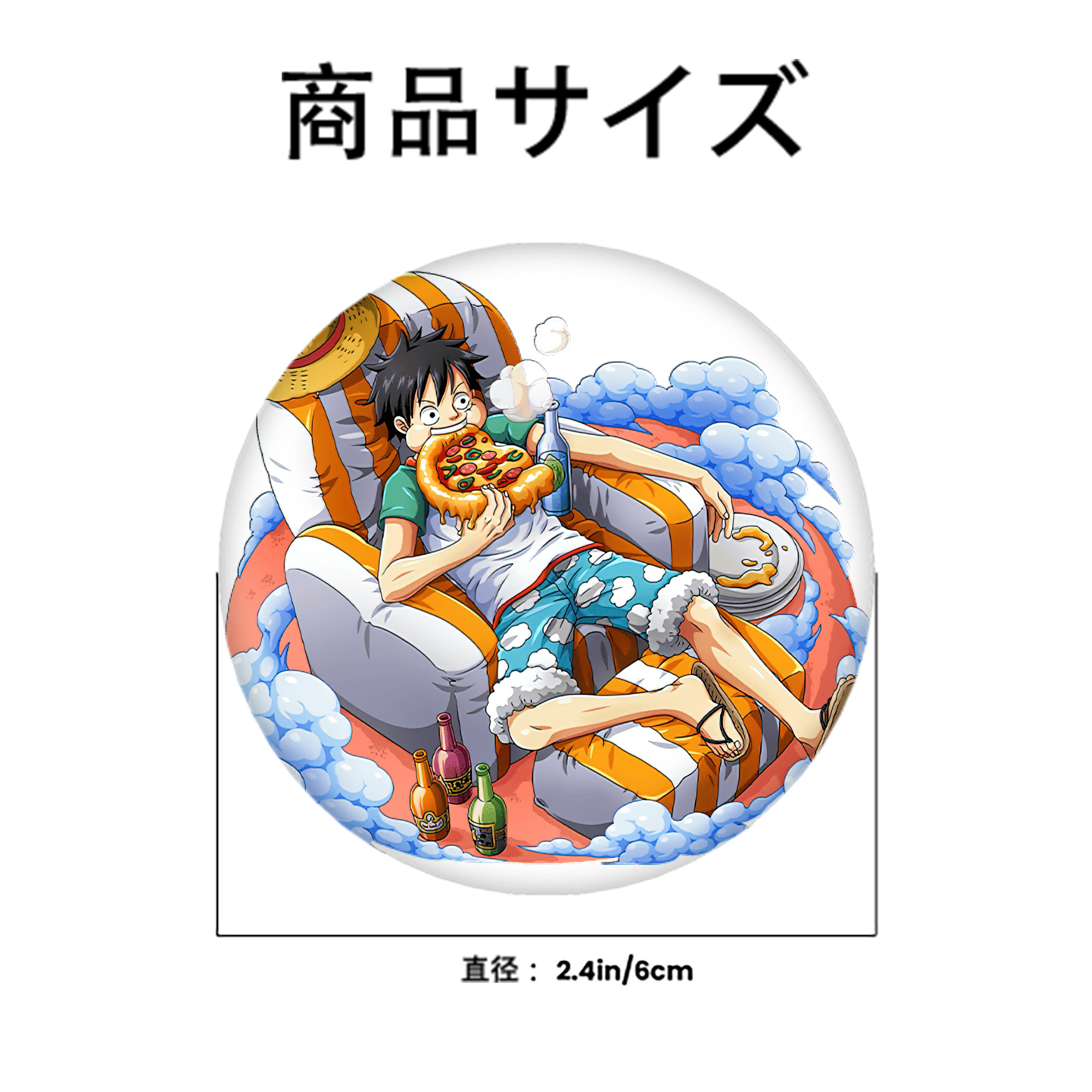 ワンピース モンキー・D・ルフィ ONE PIECE Monkey D. Luffy 6cm 缶バッジ 複数セット
