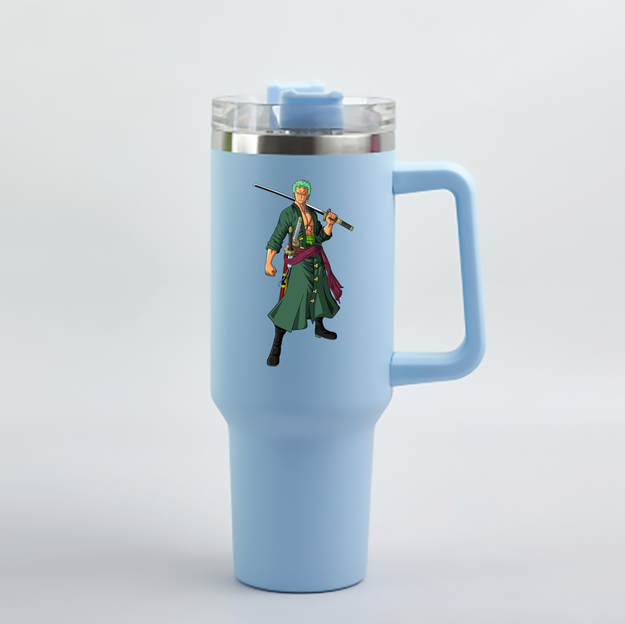ワンピース ロロノア・ゾロ ONE PIECE Roronoa Zoro 1200mL車用タンブラー - クリスタルステッカー（プラスチックストロー付き）