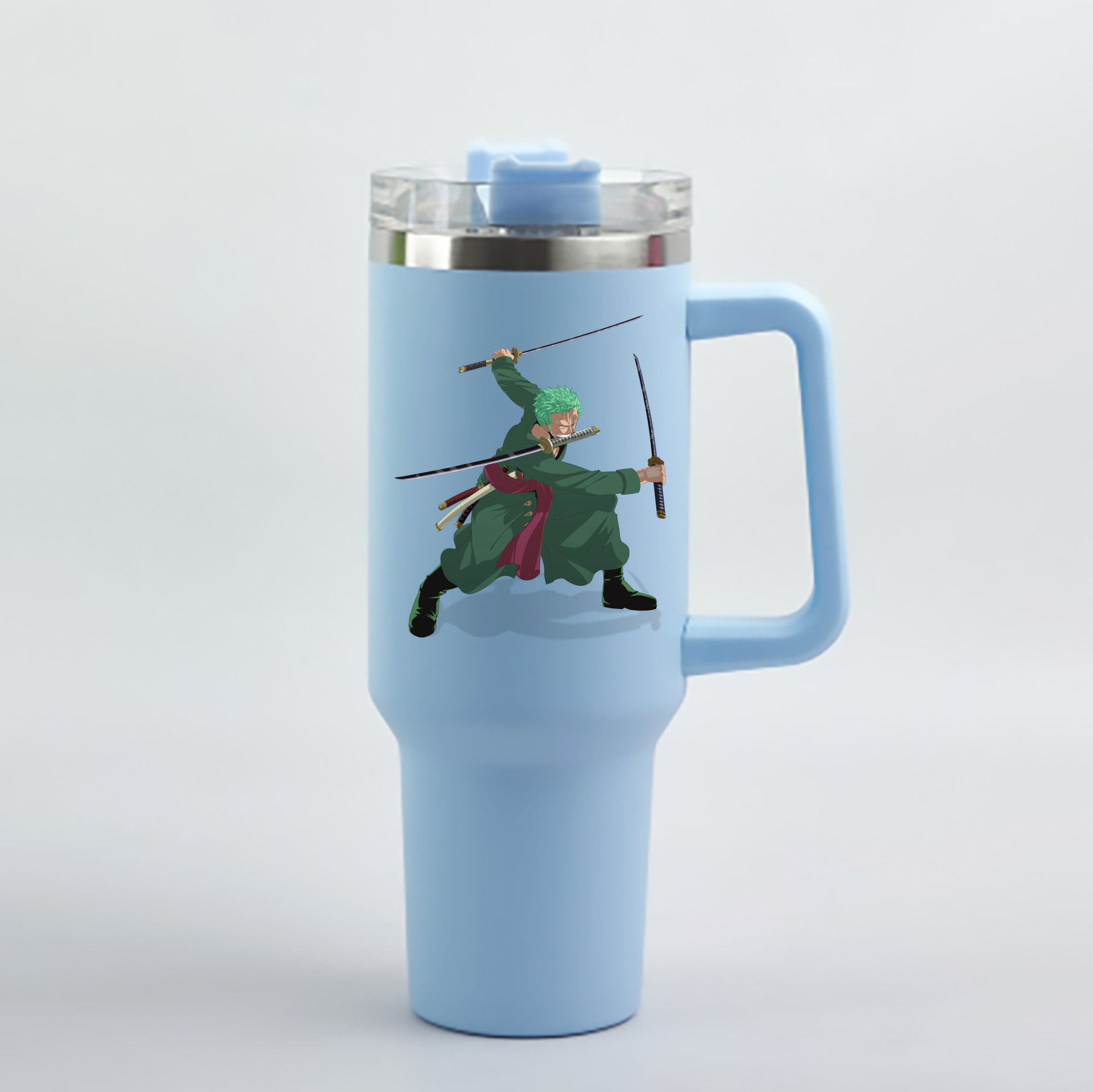 ワンピース ロロノア・ゾロ ONE PIECE Roronoa Zoro 1200mL車用タンブラー - クリスタルステッカー（プラスチックストロー付き）