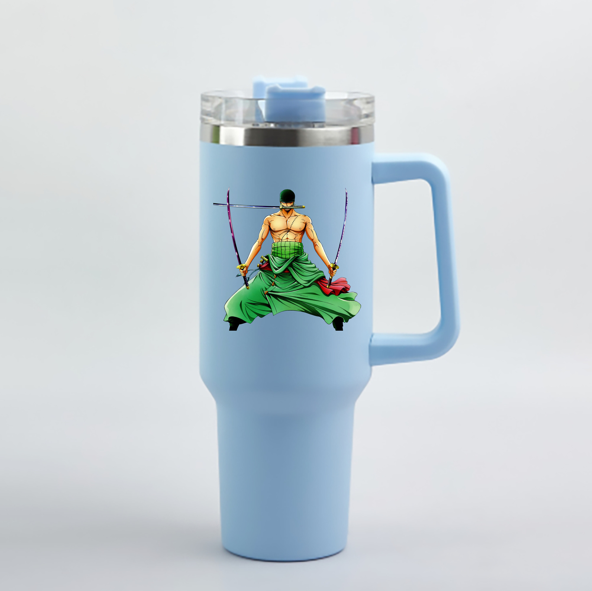 ワンピース ロロノア・ゾロ ONE PIECE Roronoa Zoro 1200mL車用タンブラー - クリスタルステッカー（プラスチックストロー付き）