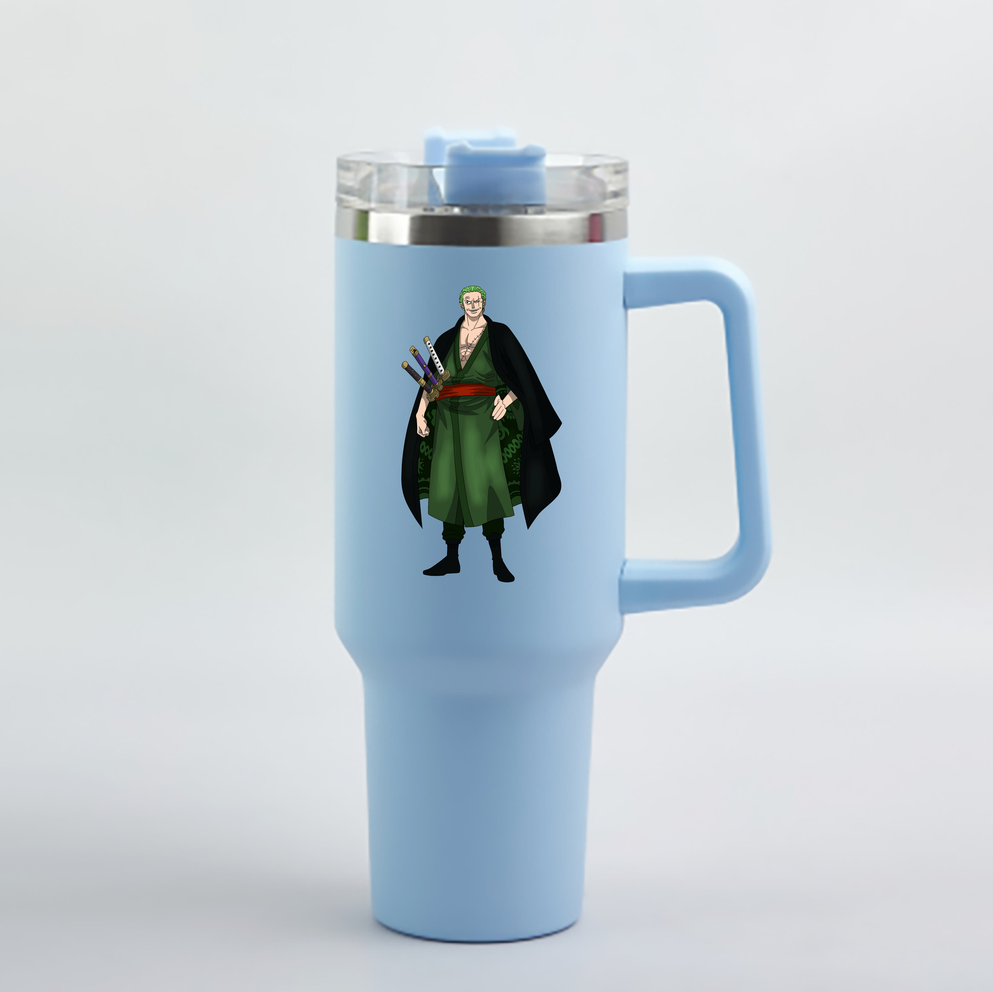 ワンピース ロロノア・ゾロ ONE PIECE Roronoa Zoro 1200mL車用タンブラー - クリスタルステッカー（プラスチックストロー付き）