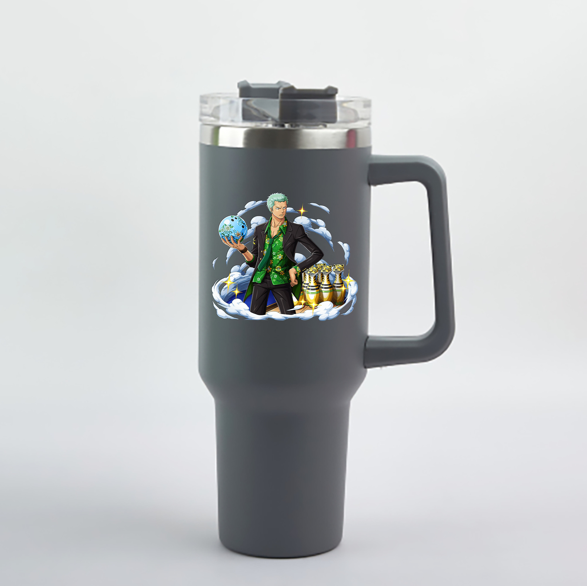 ワンピース ロロノア・ゾロ ONE PIECE Roronoa Zoro 1200mL車用タンブラー - クリスタルステッカー（プラスチックストロー付き）