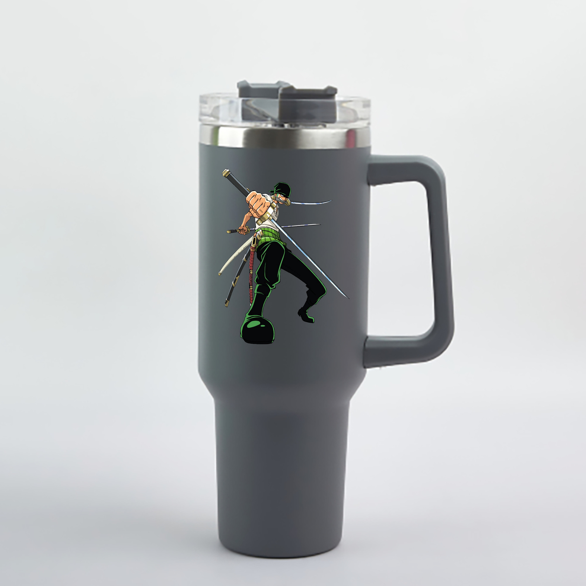 ワンピース ロロノア・ゾロ ONE PIECE Roronoa Zoro 1200mL車用タンブラー - クリスタルステッカー（プラスチックストロー付き）