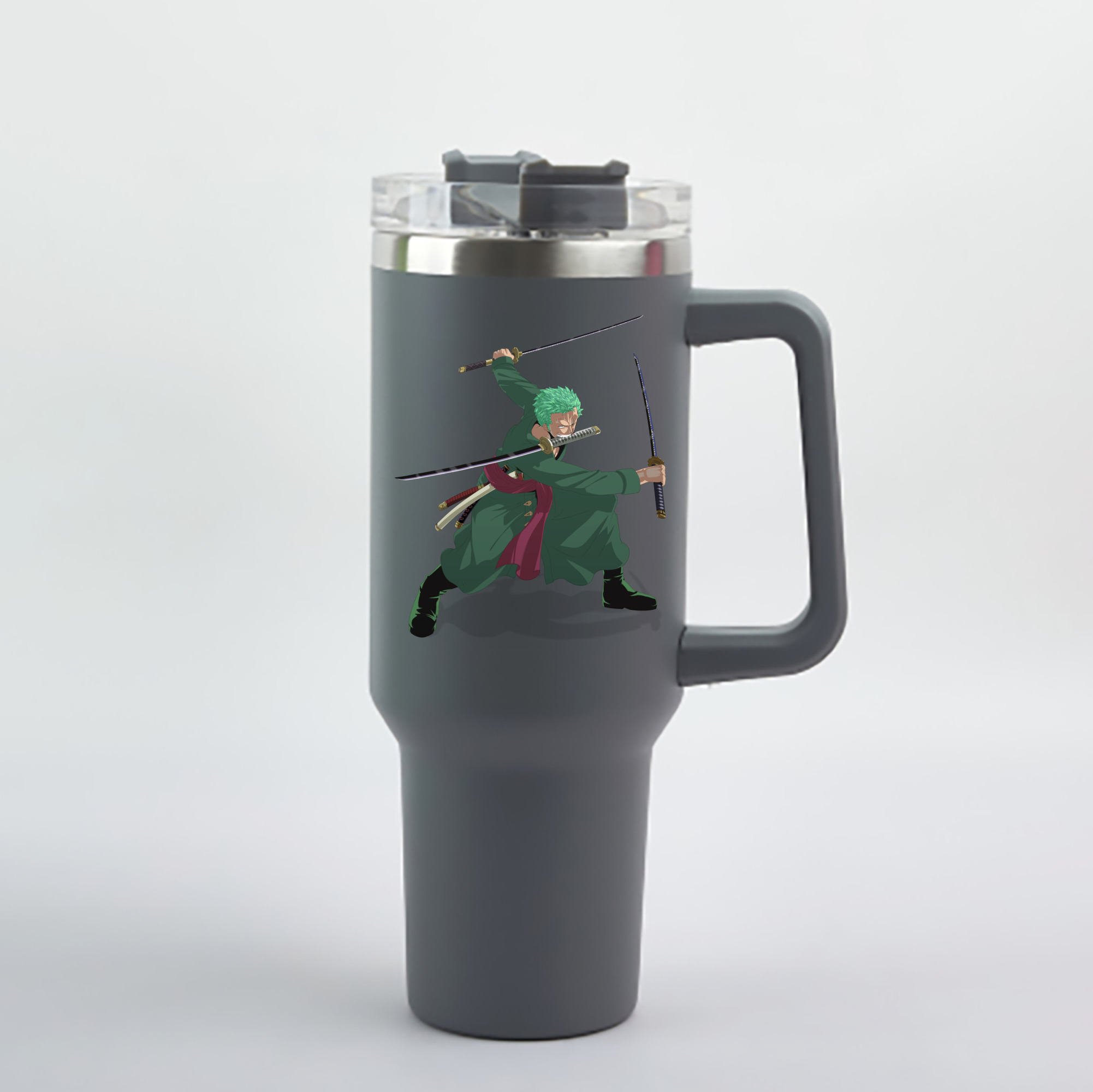 ワンピース ロロノア・ゾロ ONE PIECE Roronoa Zoro 1200mL車用タンブラー - クリスタルステッカー（プラスチックストロー付き）