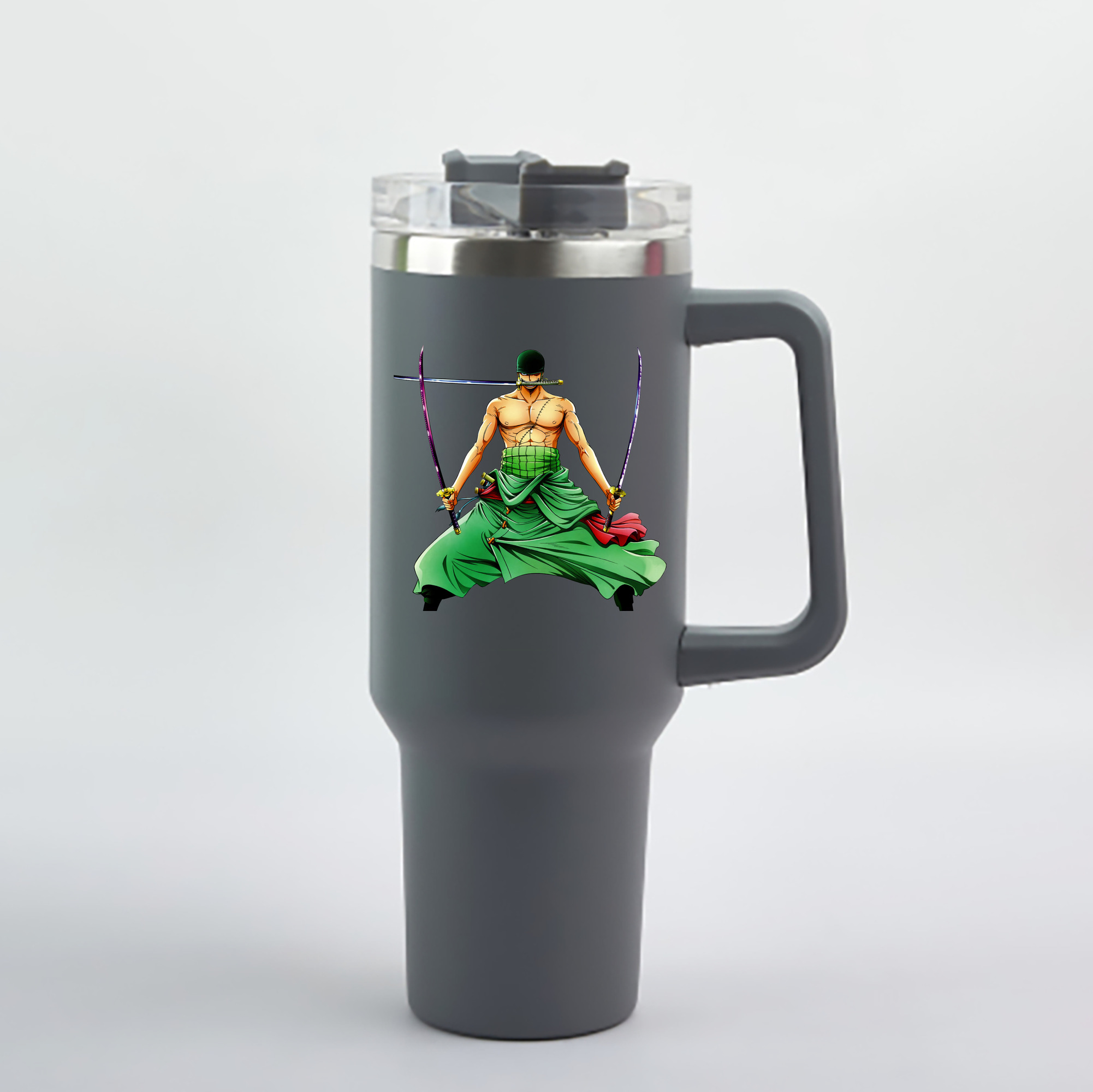 ワンピース ロロノア・ゾロ ONE PIECE Roronoa Zoro 1200mL車用タンブラー - クリスタルステッカー（プラスチックストロー付き）