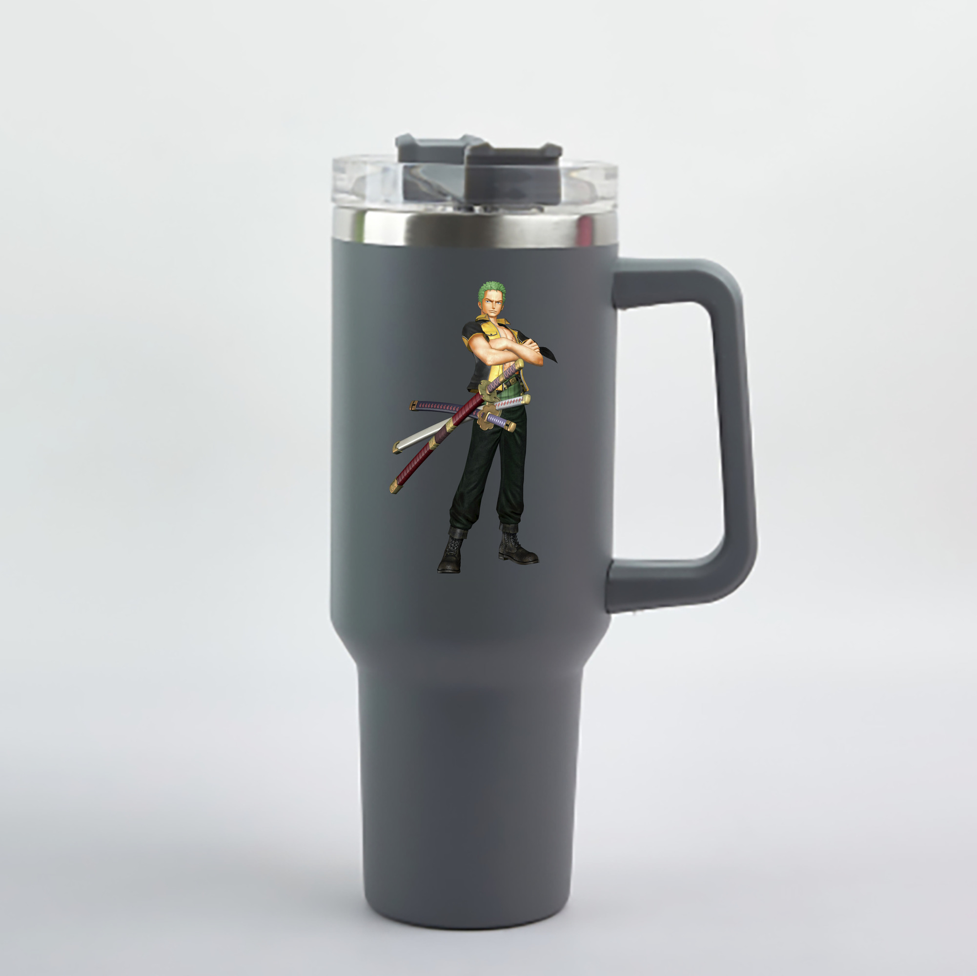 ワンピース ロロノア・ゾロ ONE PIECE Roronoa Zoro 1200mL車用タンブラー - クリスタルステッカー（プラスチックストロー付き）