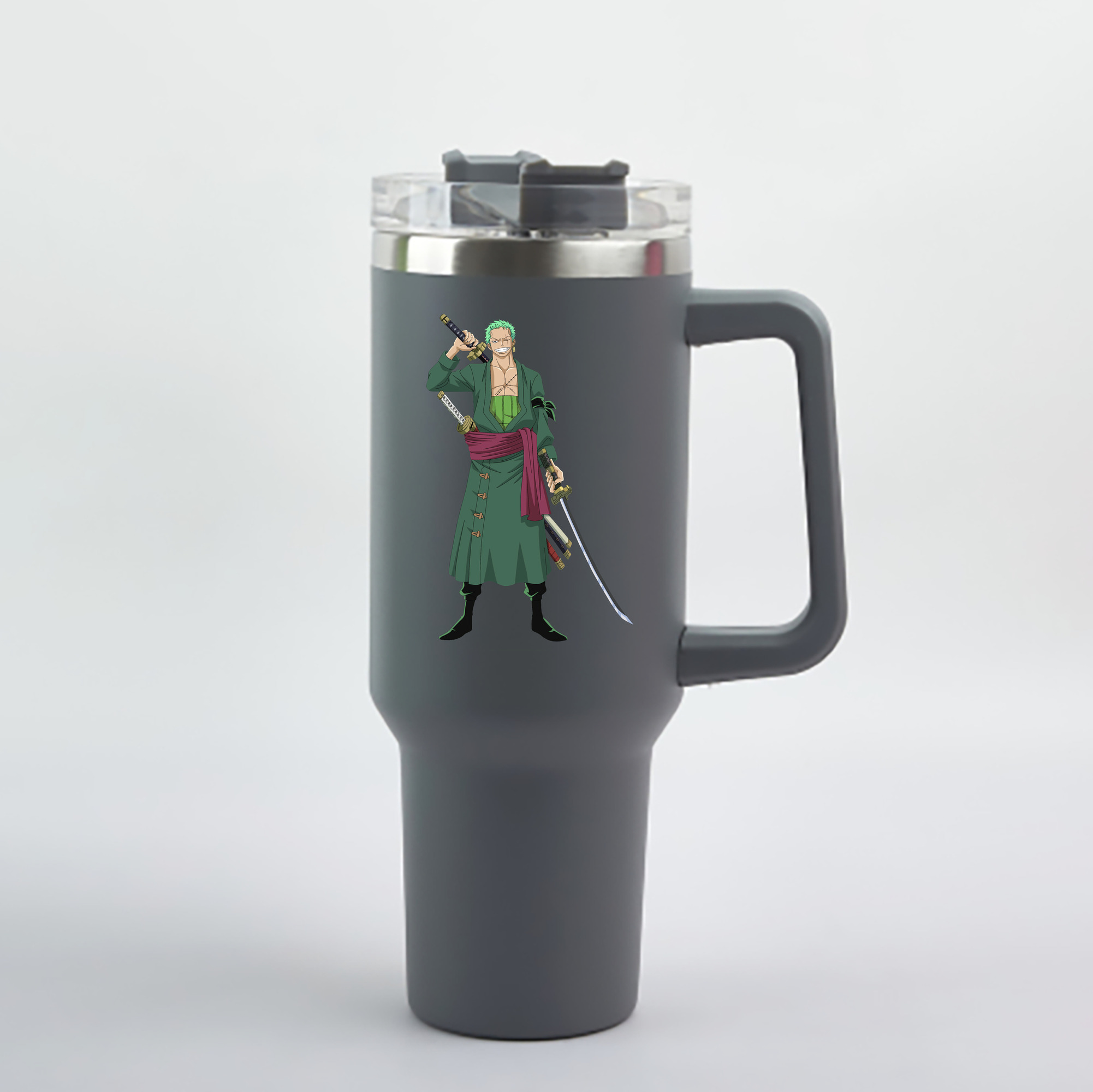 ワンピース ロロノア・ゾロ ONE PIECE Roronoa Zoro 1200mL車用タンブラー - クリスタルステッカー（プラスチックストロー付き）