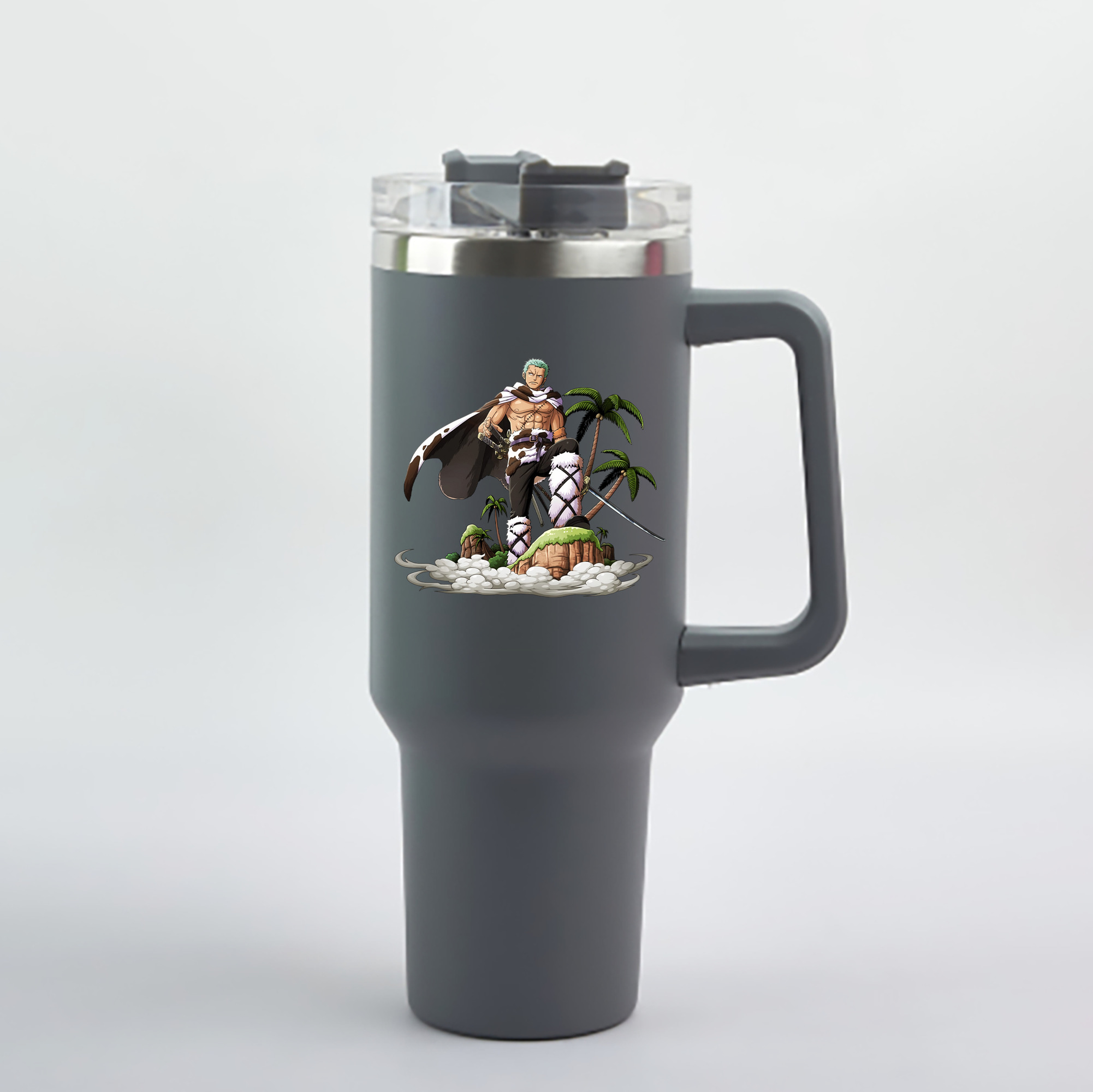 ワンピース ロロノア・ゾロ ONE PIECE Roronoa Zoro 1200mL車用タンブラー - クリスタルステッカー（プラスチックストロー付き）