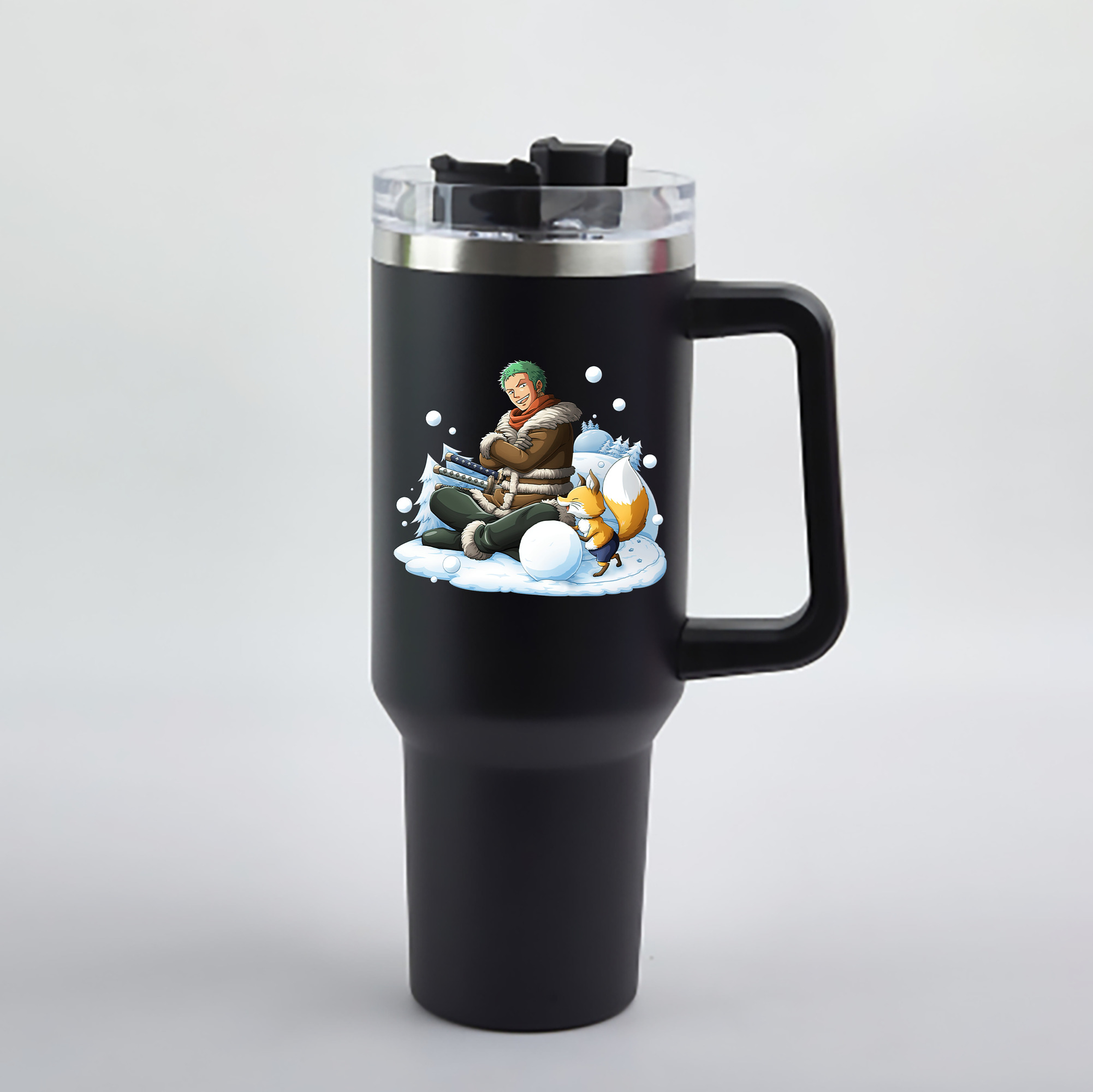 ワンピース ロロノア・ゾロ ONE PIECE Roronoa Zoro 1200mL車用タンブラー - クリスタルステッカー（プラスチックストロー付き）