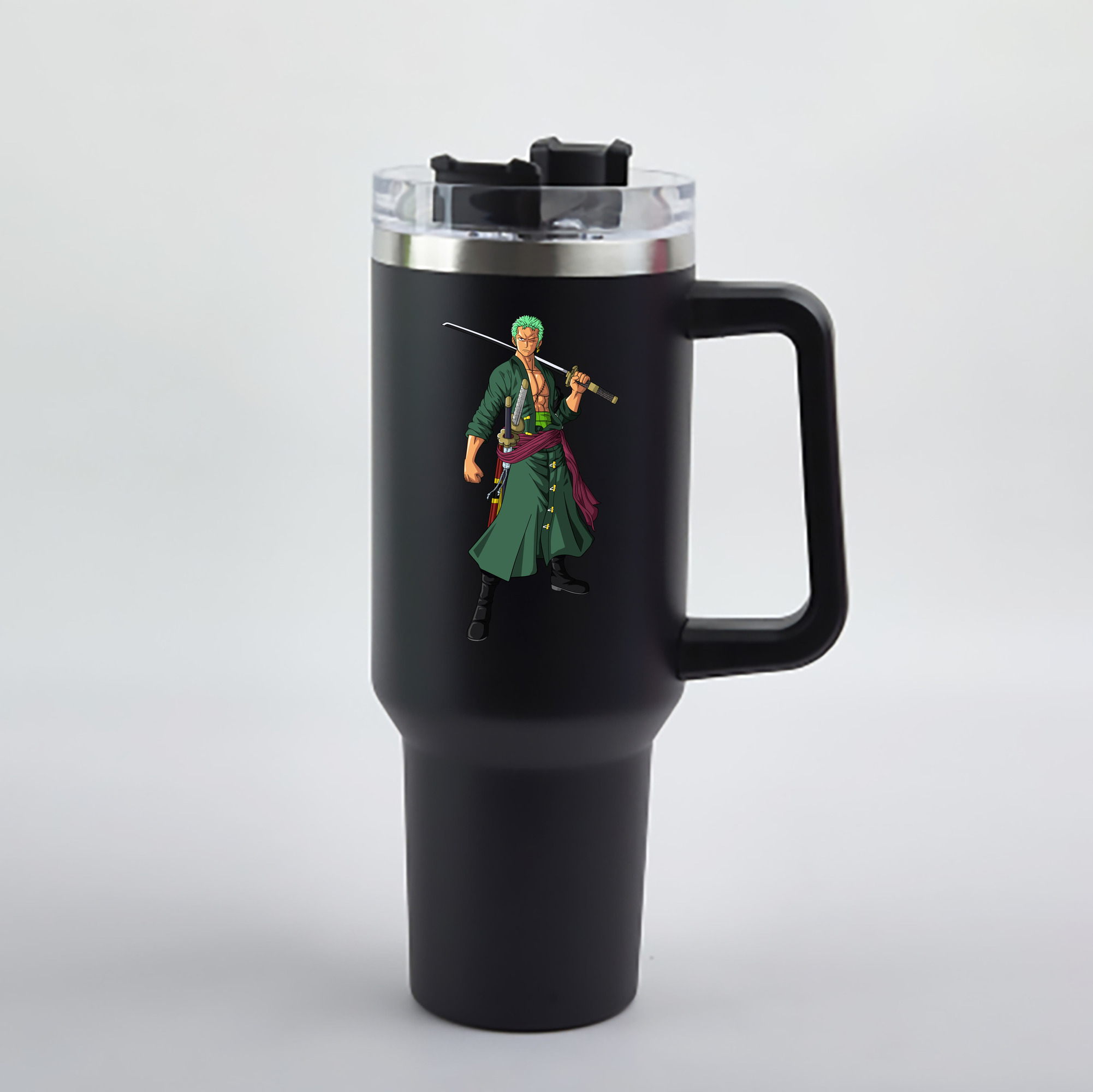 ワンピース ロロノア・ゾロ ONE PIECE Roronoa Zoro 1200mL車用タンブラー - クリスタルステッカー（プラスチックストロー付き）