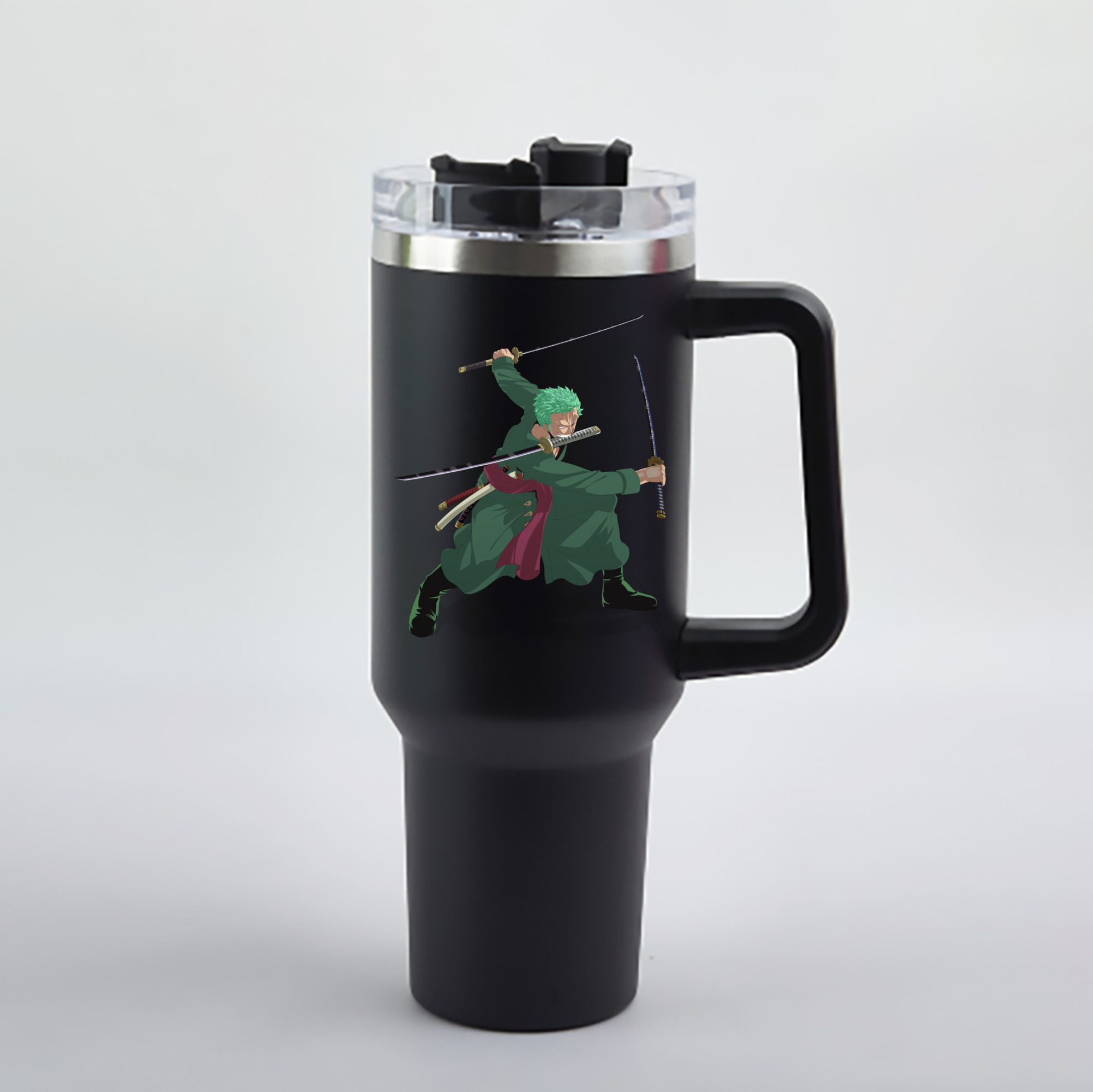 ワンピース ロロノア・ゾロ ONE PIECE Roronoa Zoro 1200mL車用タンブラー - クリスタルステッカー（プラスチックストロー付き）