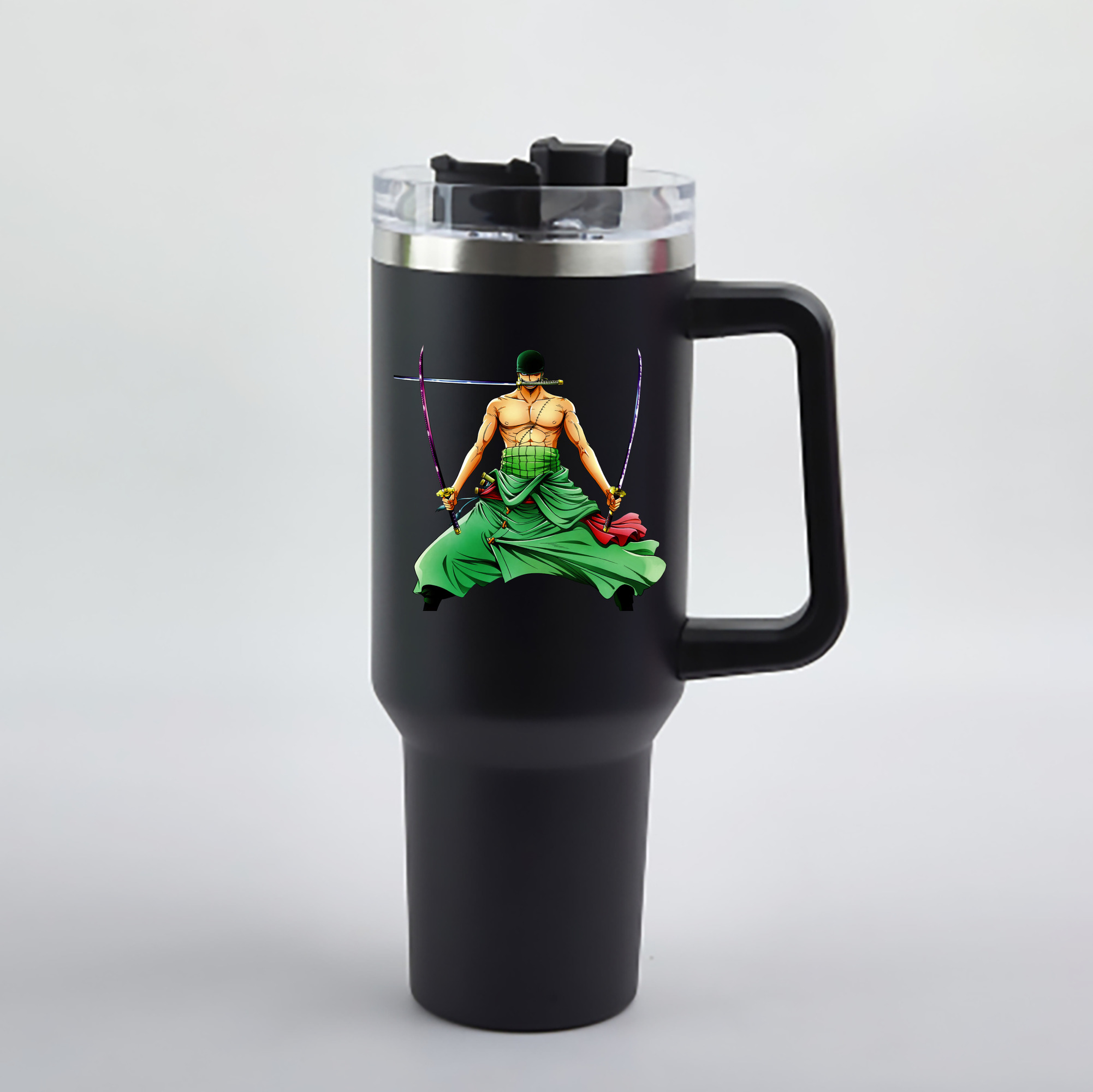 ワンピース ロロノア・ゾロ ONE PIECE Roronoa Zoro 1200mL車用タンブラー - クリスタルステッカー（プラスチックストロー付き）