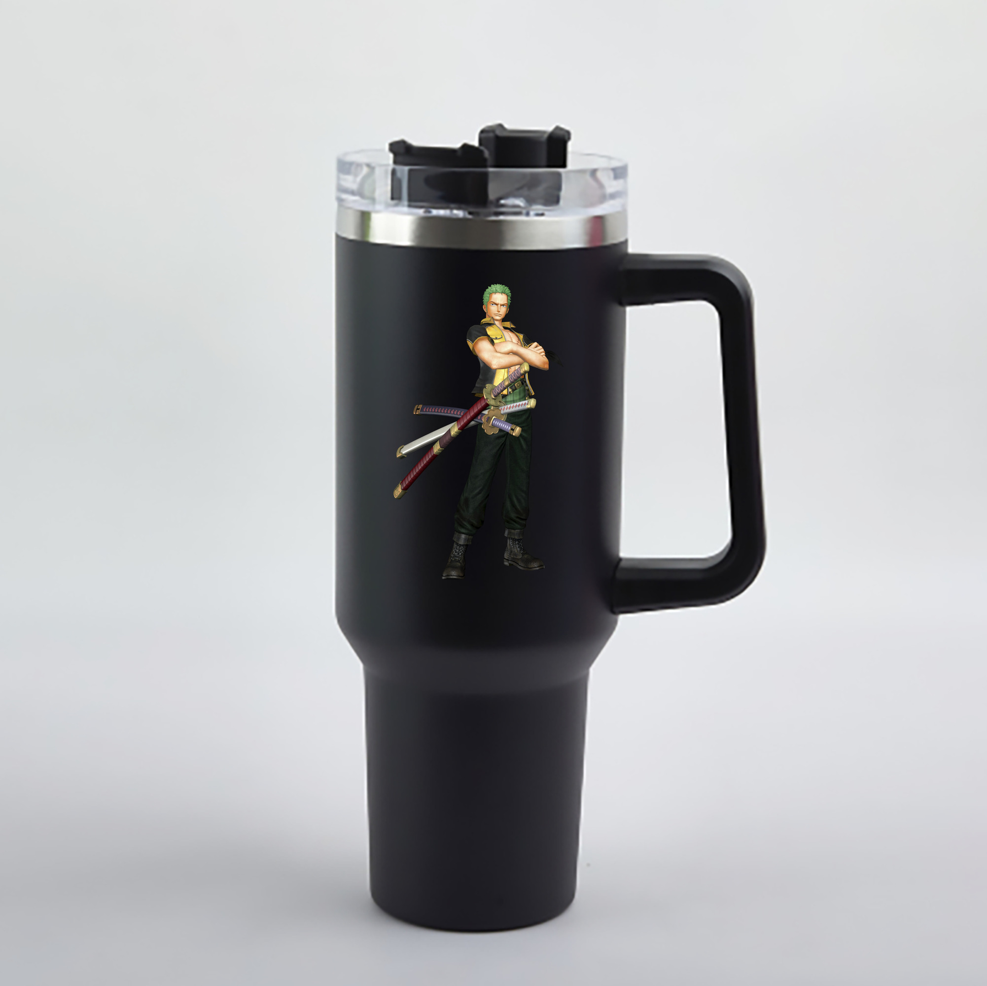 ワンピース ロロノア・ゾロ ONE PIECE Roronoa Zoro 1200mL車用タンブラー - クリスタルステッカー（プラスチックストロー付き）