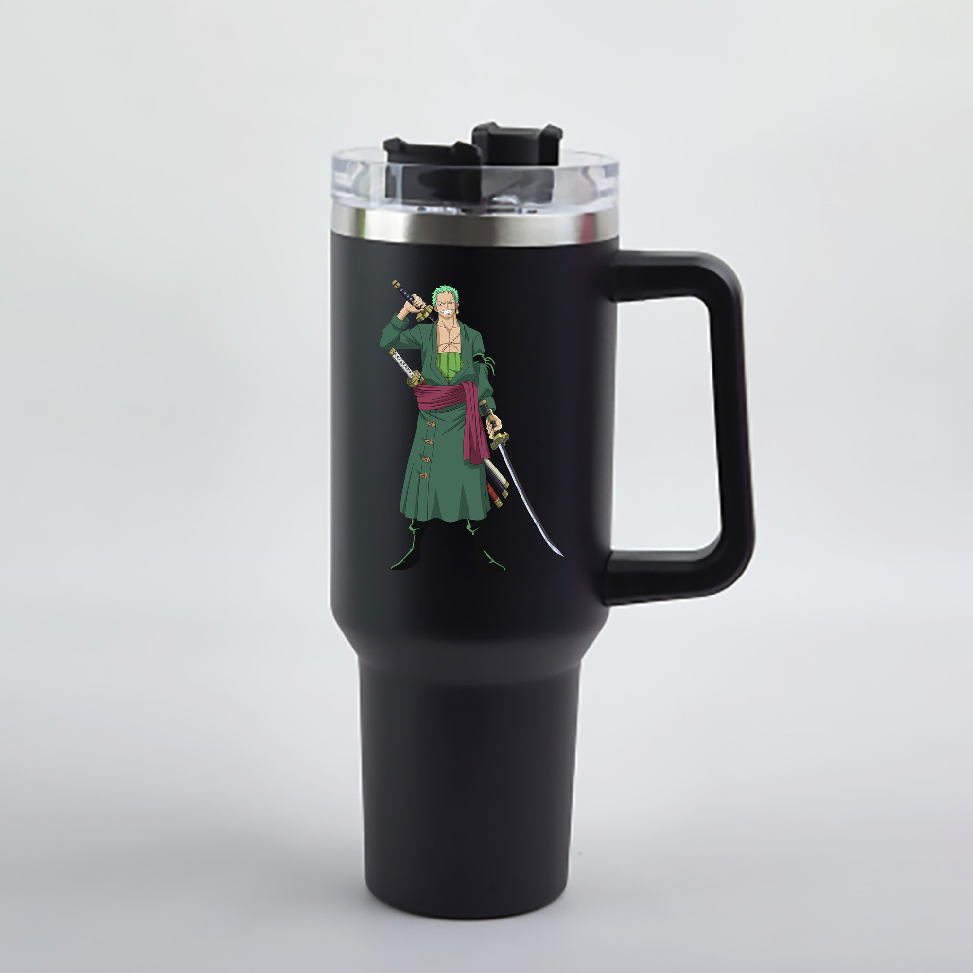 ワンピース ロロノア・ゾロ ONE PIECE Roronoa Zoro 1200mL車用タンブラー - クリスタルステッカー（プラスチックストロー付き）